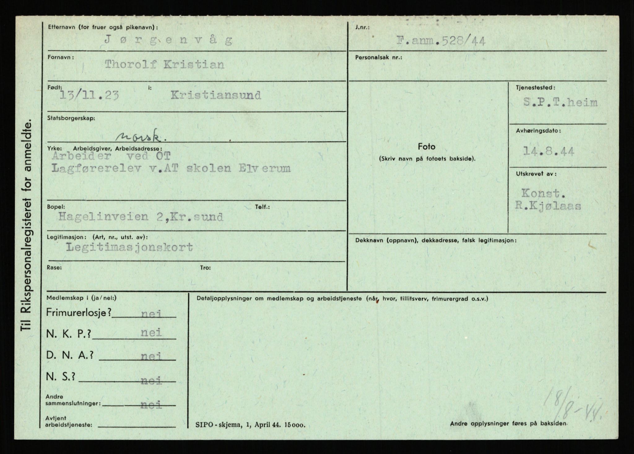 Statspolitiet - Hovedkontoret / Osloavdelingen, AV/RA-S-1329/C/Ca/L0008: Johan(nes)sen - Knoph, 1943-1945, p. 2959