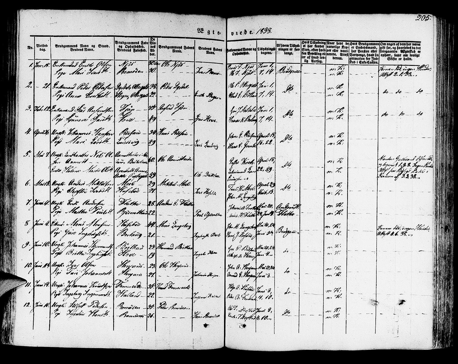 Leikanger sokneprestembete, SAB/A-81001: Parish register (official) no. A 7, 1838-1851, p. 205