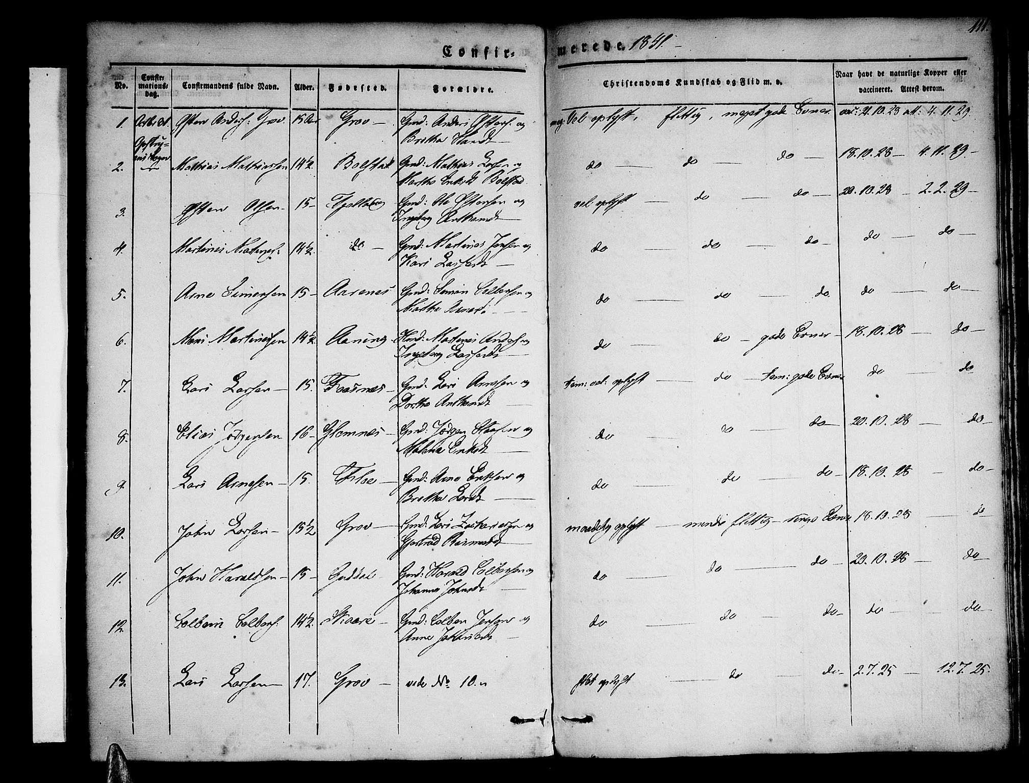 Stryn Sokneprestembete, AV/SAB-A-82501: Parish register (official) no. A 1, 1832-1845, p. 111