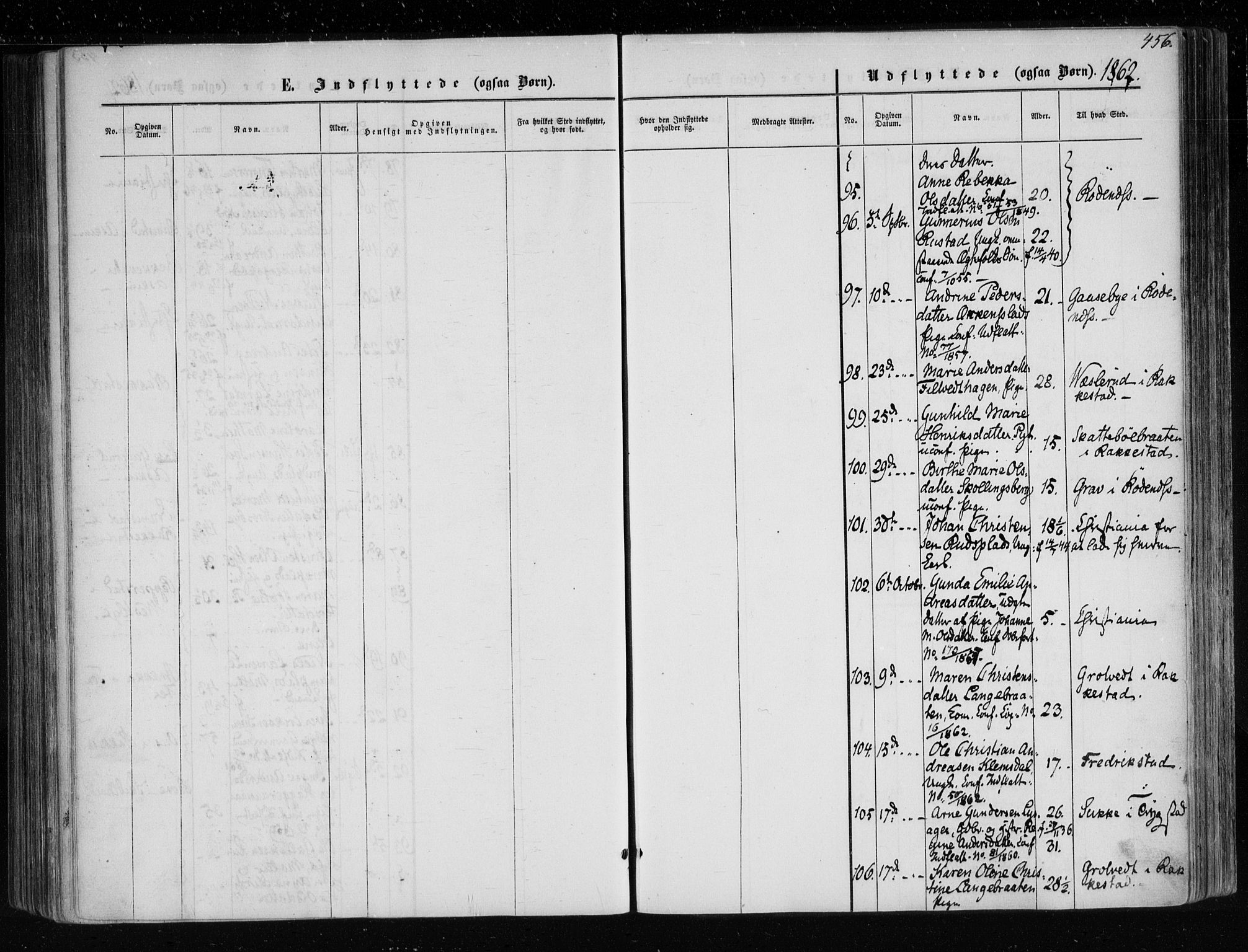 Eidsberg prestekontor Kirkebøker, SAO/A-10905/F/Fa/L0010.b: Parish register (official) no. I 10B, 1857-1866, p. 456