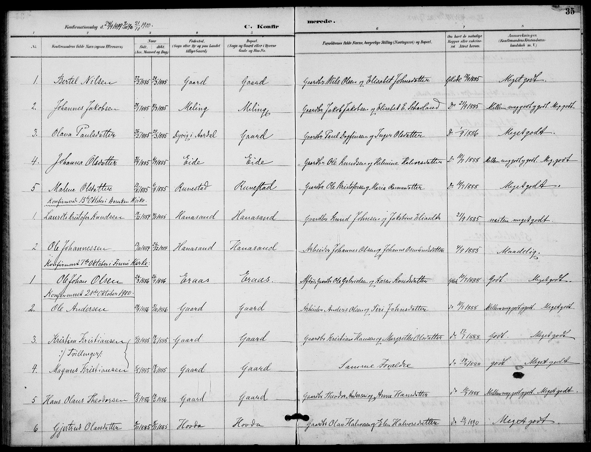 Finnøy sokneprestkontor, SAST/A-101825/H/Ha/Haa/L0012: Parish register (official) no. A 12, 1889-1917, p. 35