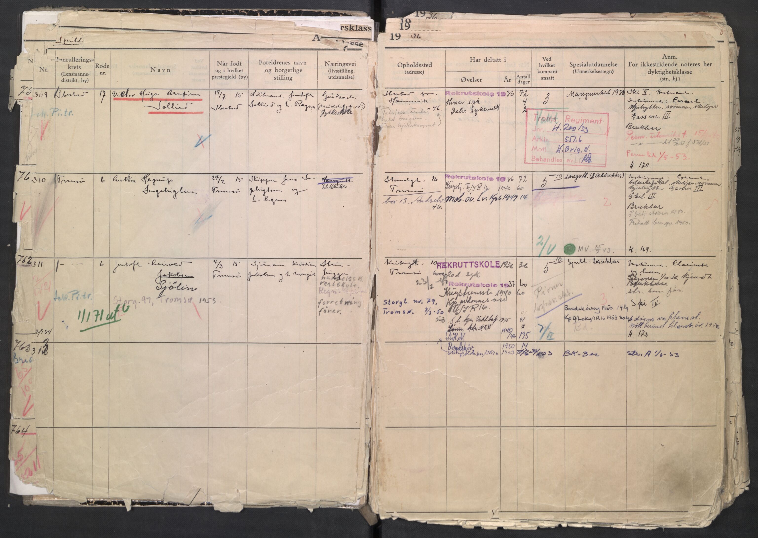 Forsvaret, Troms infanteriregiment nr. 16, AV/RA-RAFA-3146/P/Pa/L0007/0001: Ruller / Rulle for regimentets menige mannskaper, årsklasse 1936, 1936, p. 7