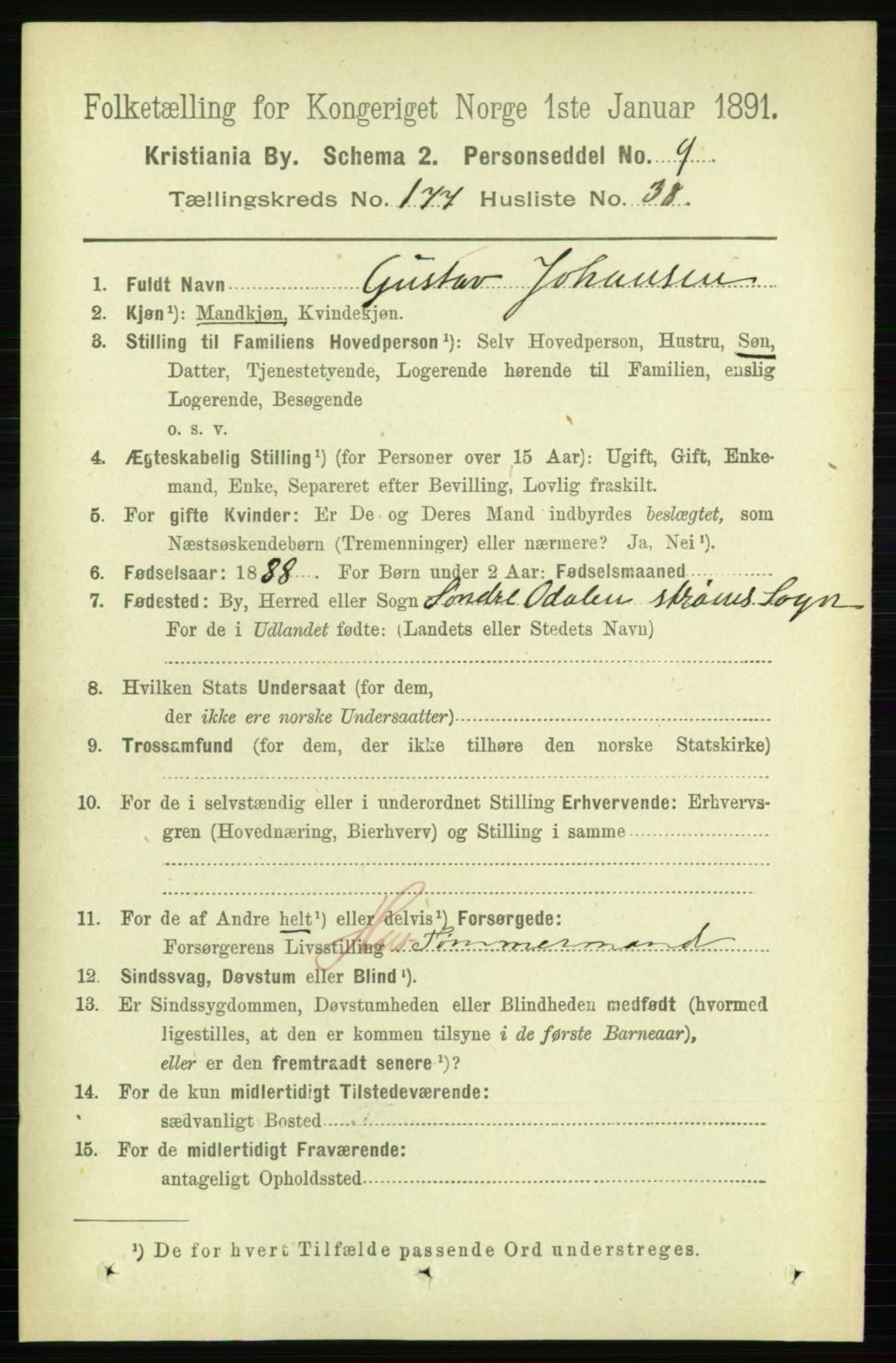 RA, 1891 census for 0301 Kristiania, 1891, p. 107226