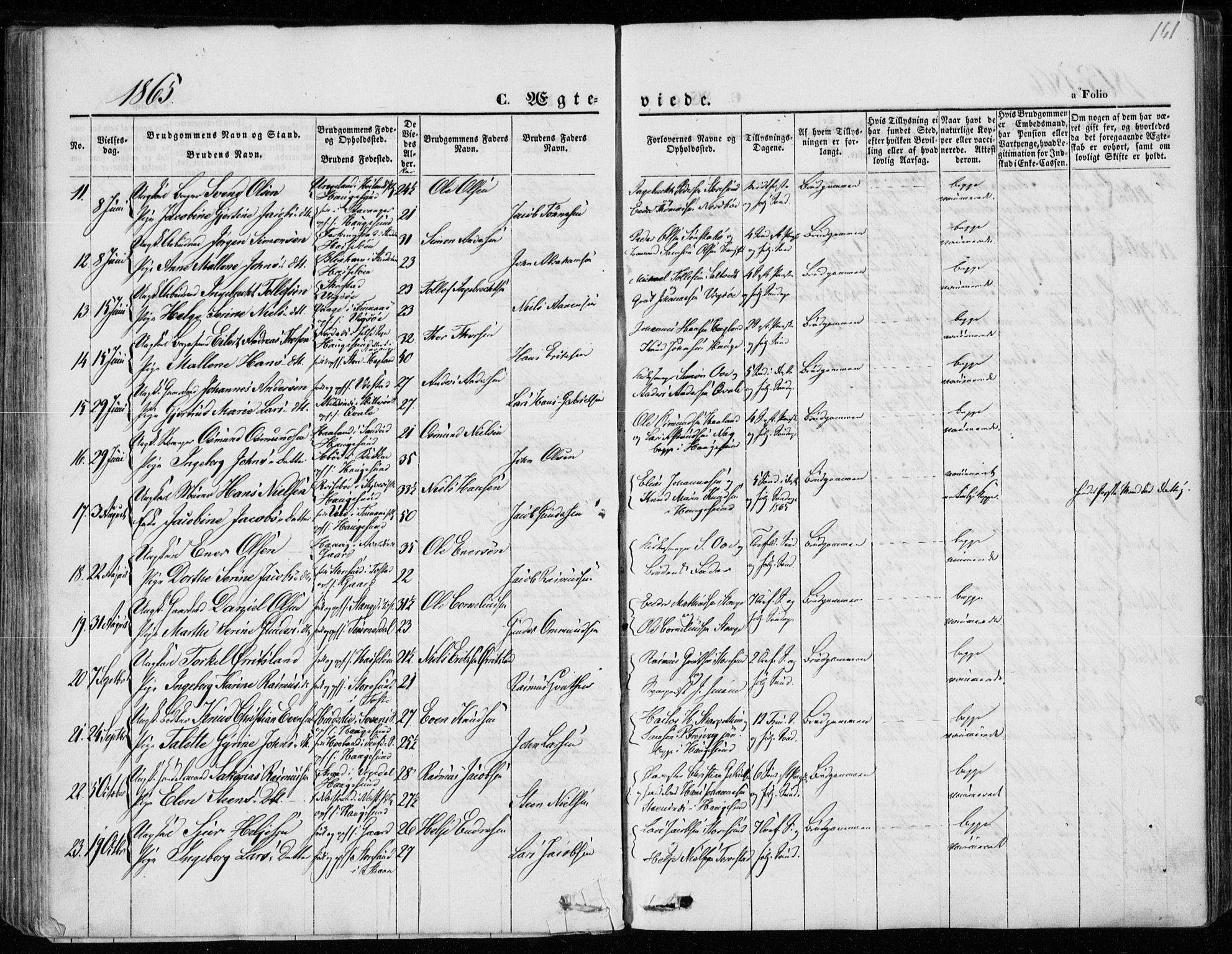 Torvastad sokneprestkontor, AV/SAST-A -101857/H/Ha/Haa/L0011: Parish register (official) no. A 11, 1857-1866, p. 161