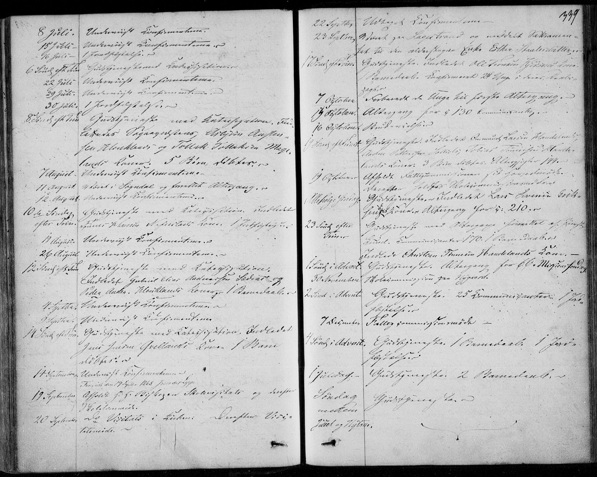 Lund sokneprestkontor, AV/SAST-A-101809/S06/L0009: Parish register (official) no. A 8, 1853-1877, p. 339