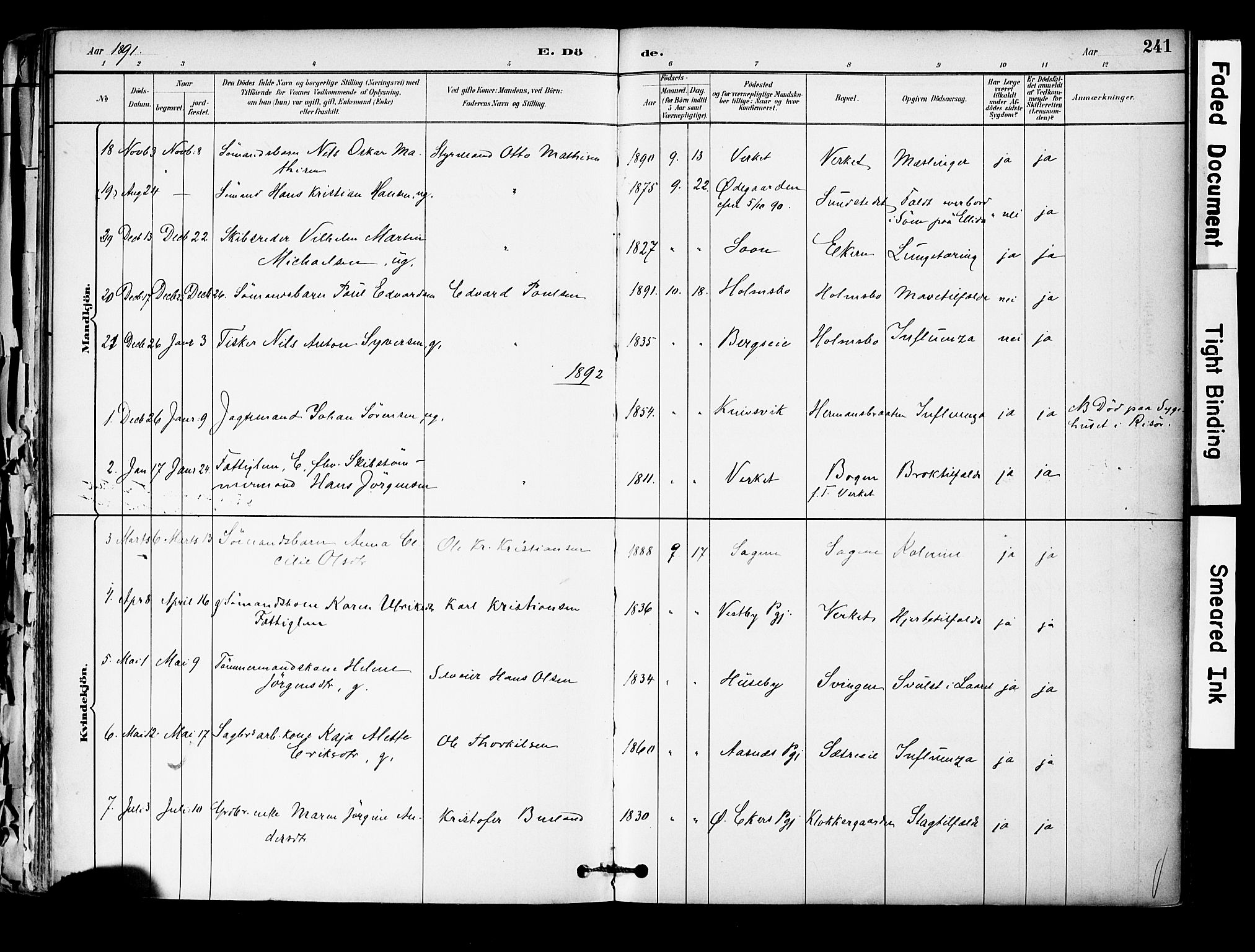 Hurum kirkebøker, SAKO/A-229/F/Fa/L0014: Parish register (official) no. 14, 1882-1895, p. 241