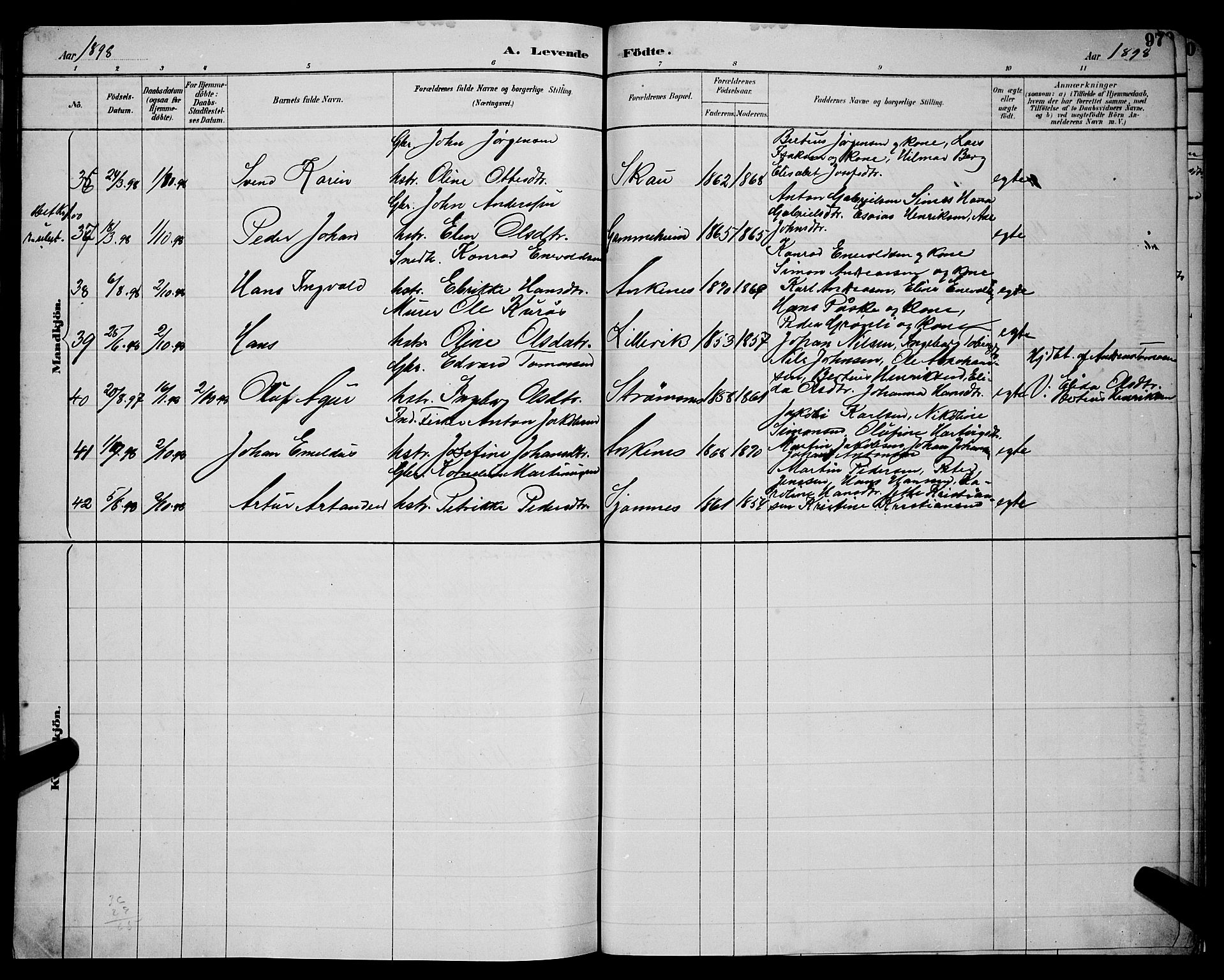 Ministerialprotokoller, klokkerbøker og fødselsregistre - Nordland, AV/SAT-A-1459/866/L0952: Parish register (copy) no. 866C01, 1886-1899, p. 97