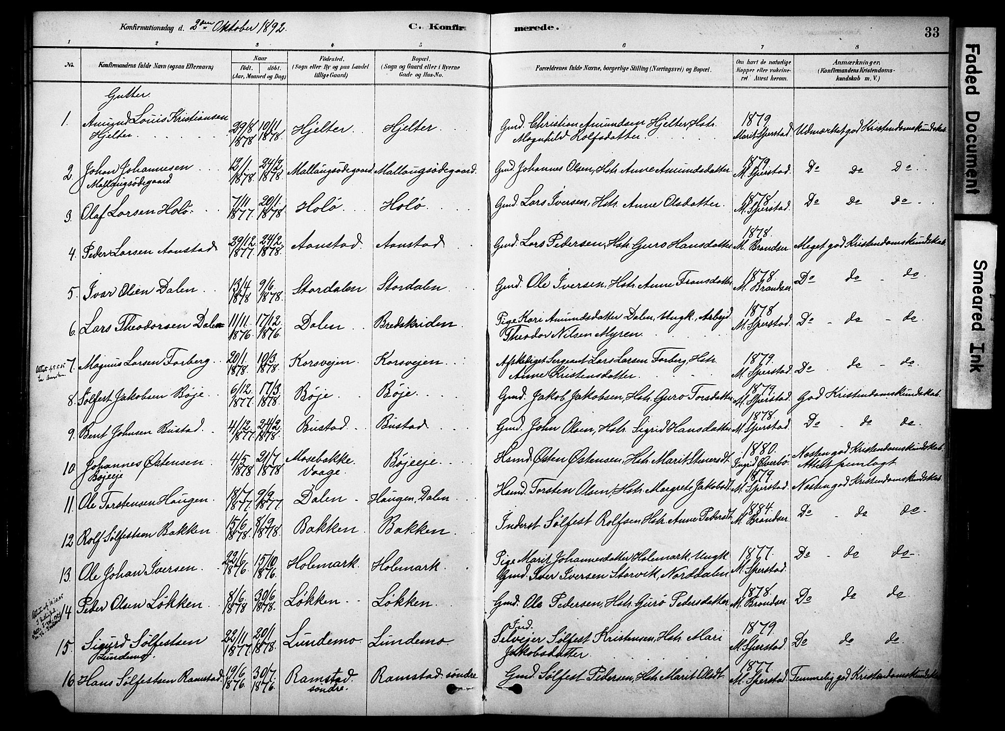 Skjåk prestekontor, SAH/PREST-072/H/Ha/Haa/L0002: Parish register (official) no. 2, 1878-1907, p. 33