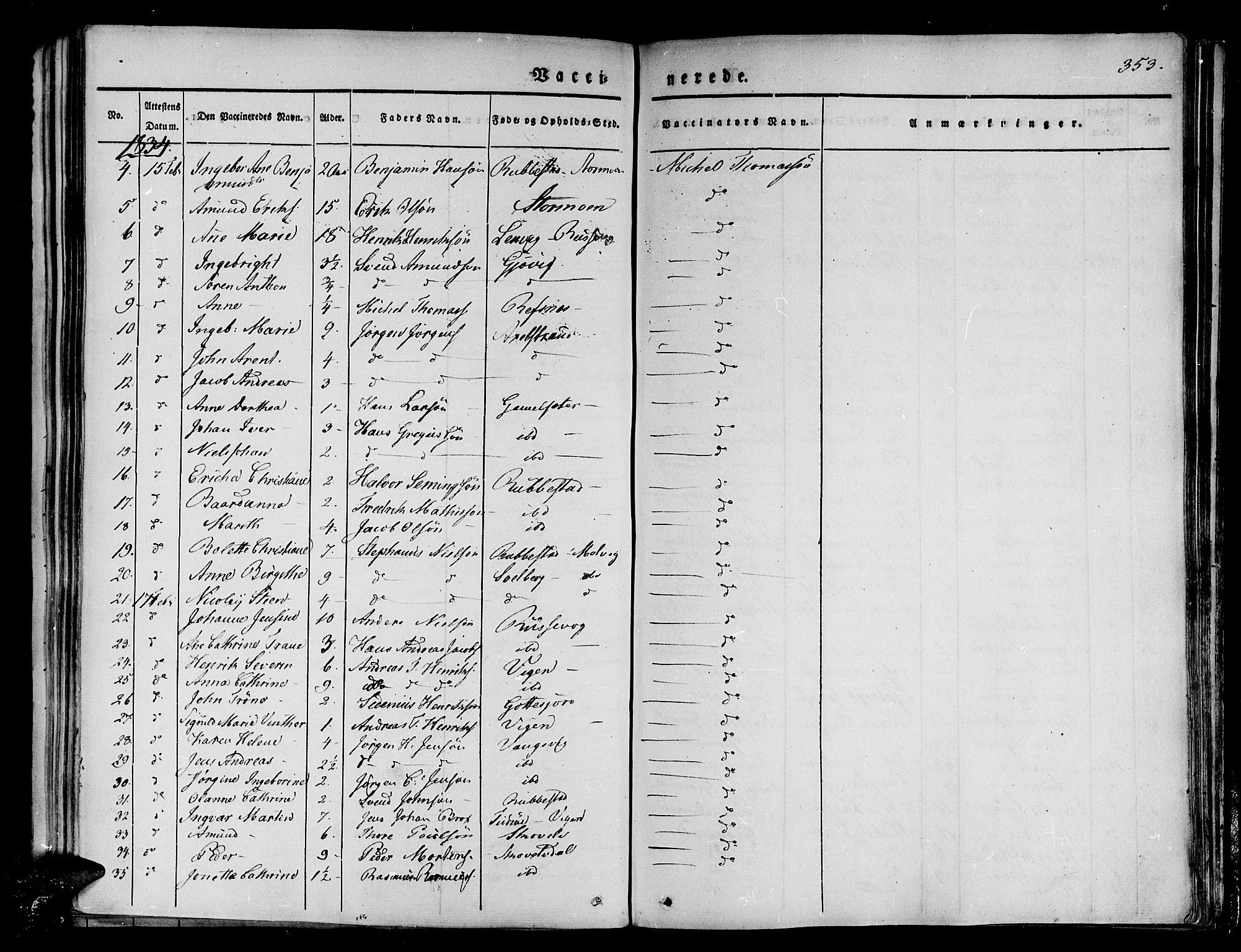 Tranøy sokneprestkontor, SATØ/S-1313/I/Ia/Iaa/L0005kirke: Parish register (official) no. 5, 1829-1844, p. 353
