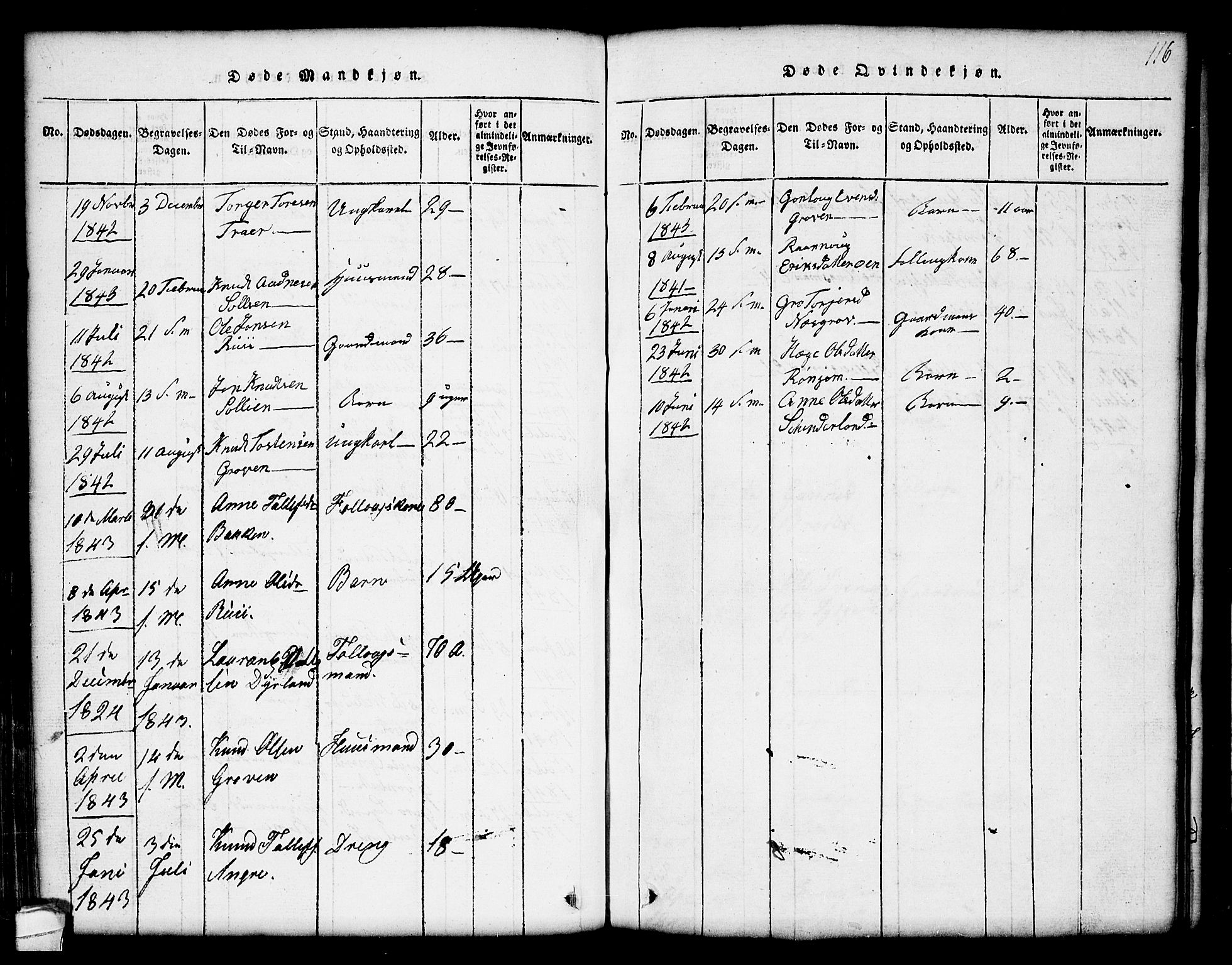 Seljord kirkebøker, SAKO/A-20/G/Gc/L0001: Parish register (copy) no. III 1, 1815-1849, p. 116