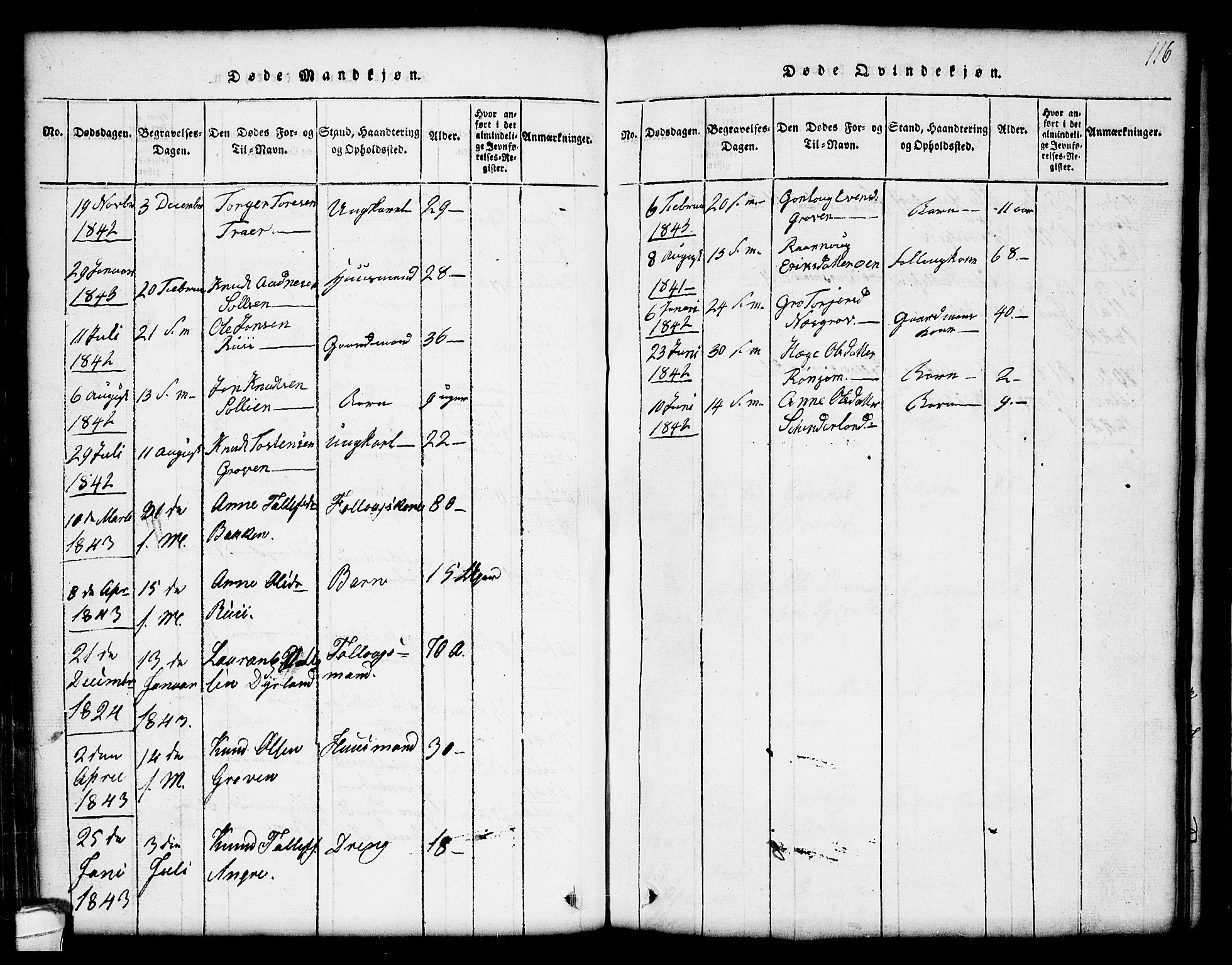 Seljord kirkebøker, AV/SAKO-A-20/G/Gc/L0001: Parish register (copy) no. III 1, 1815-1849, p. 116
