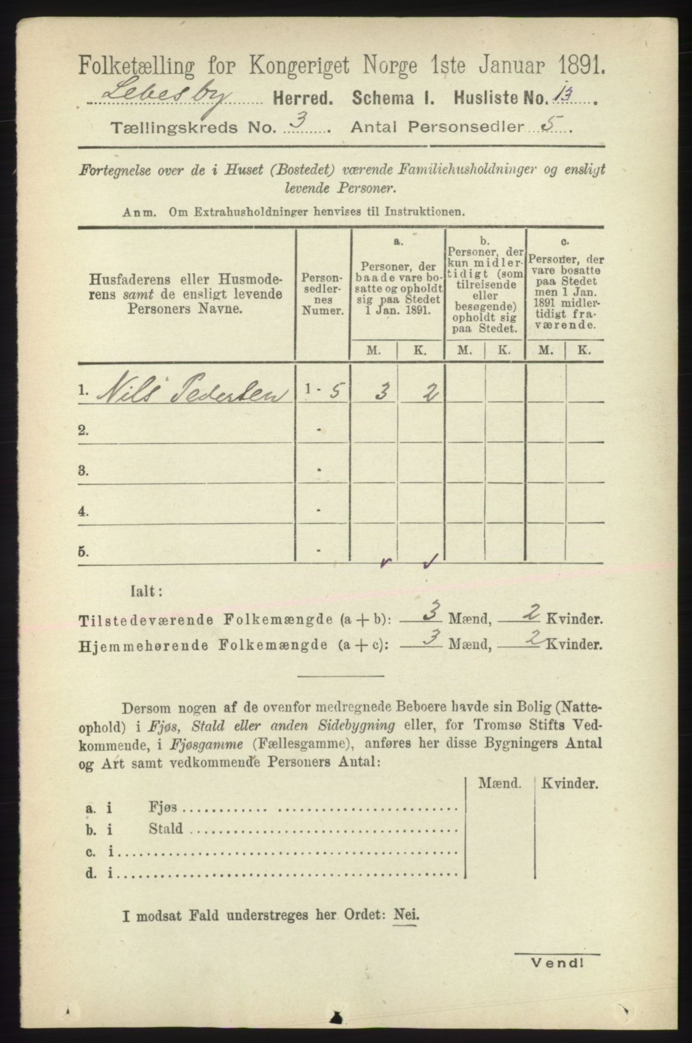RA, 1891 census for 2022 Lebesby, 1891, p. 690