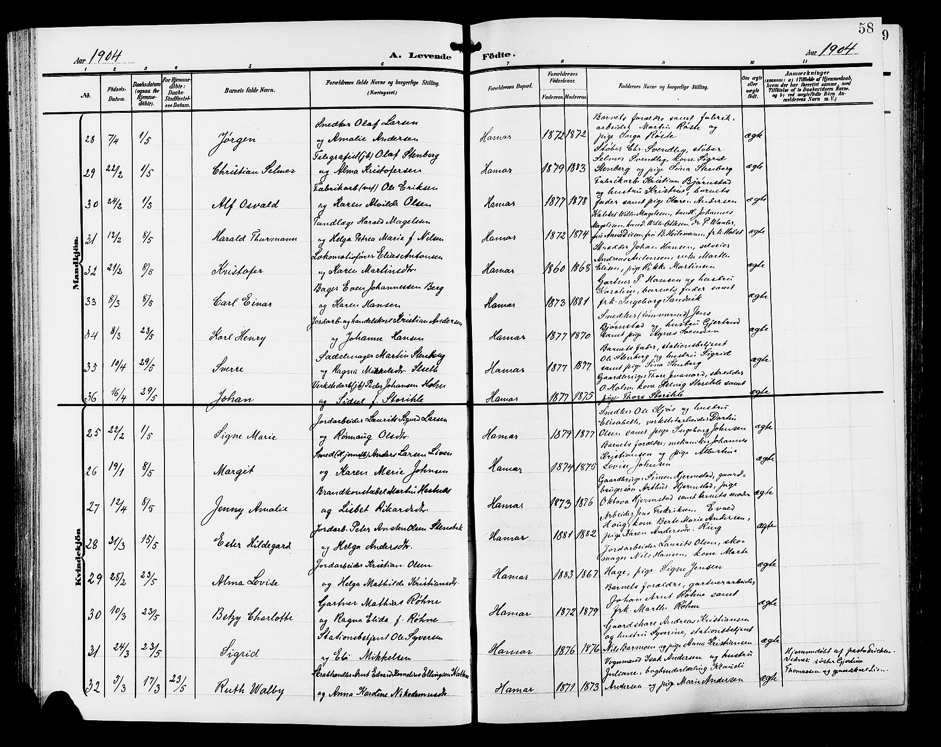 Hamar prestekontor, AV/SAH-DOMPH-002/H/Ha/Hab/L0001: Parish register (copy) no. 1, 1899-1914, p. 58