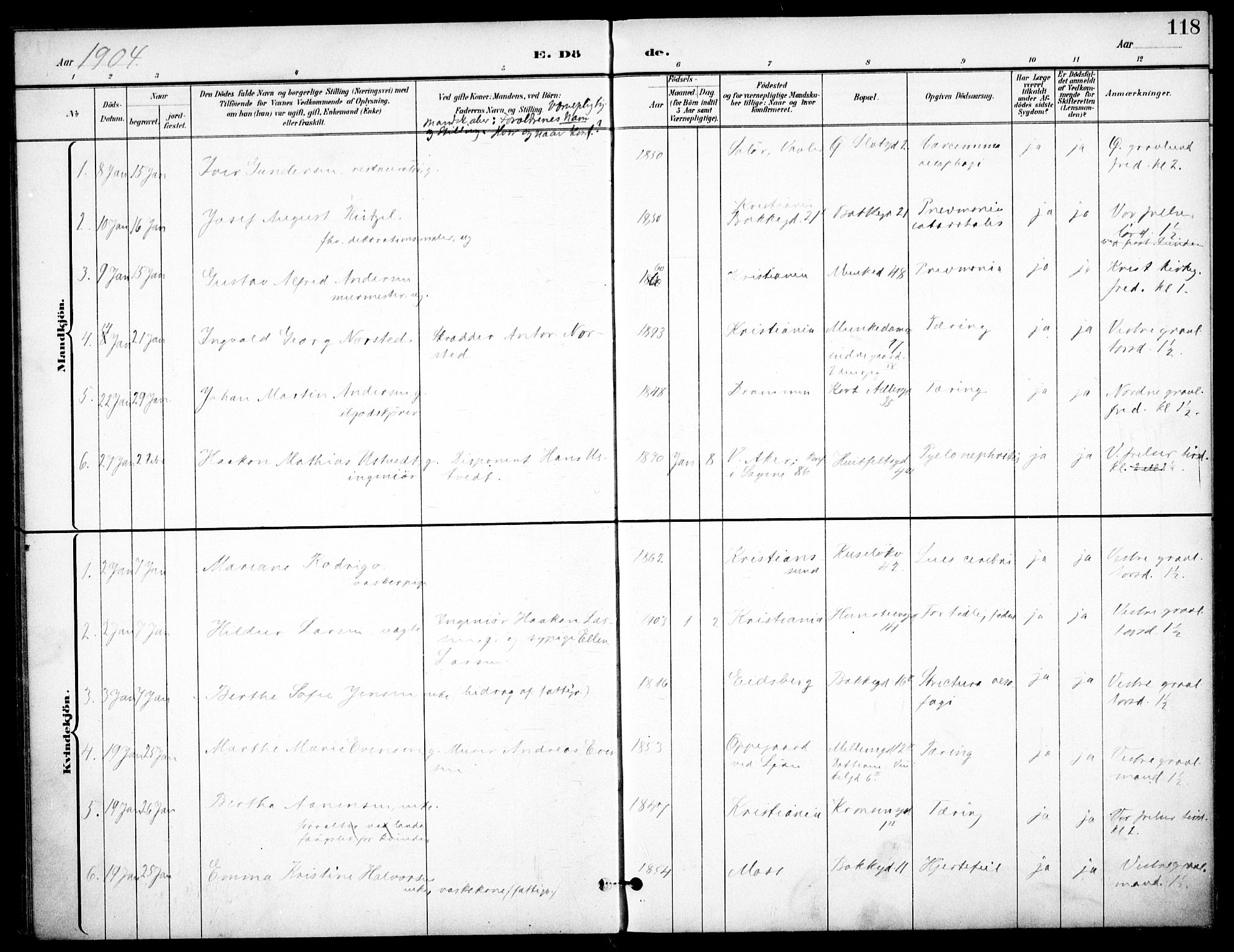 Johannes prestekontor Kirkebøker, SAO/A-10852/F/Fa/L0008: Parish register (official) no. 8, 1897-1917, p. 118