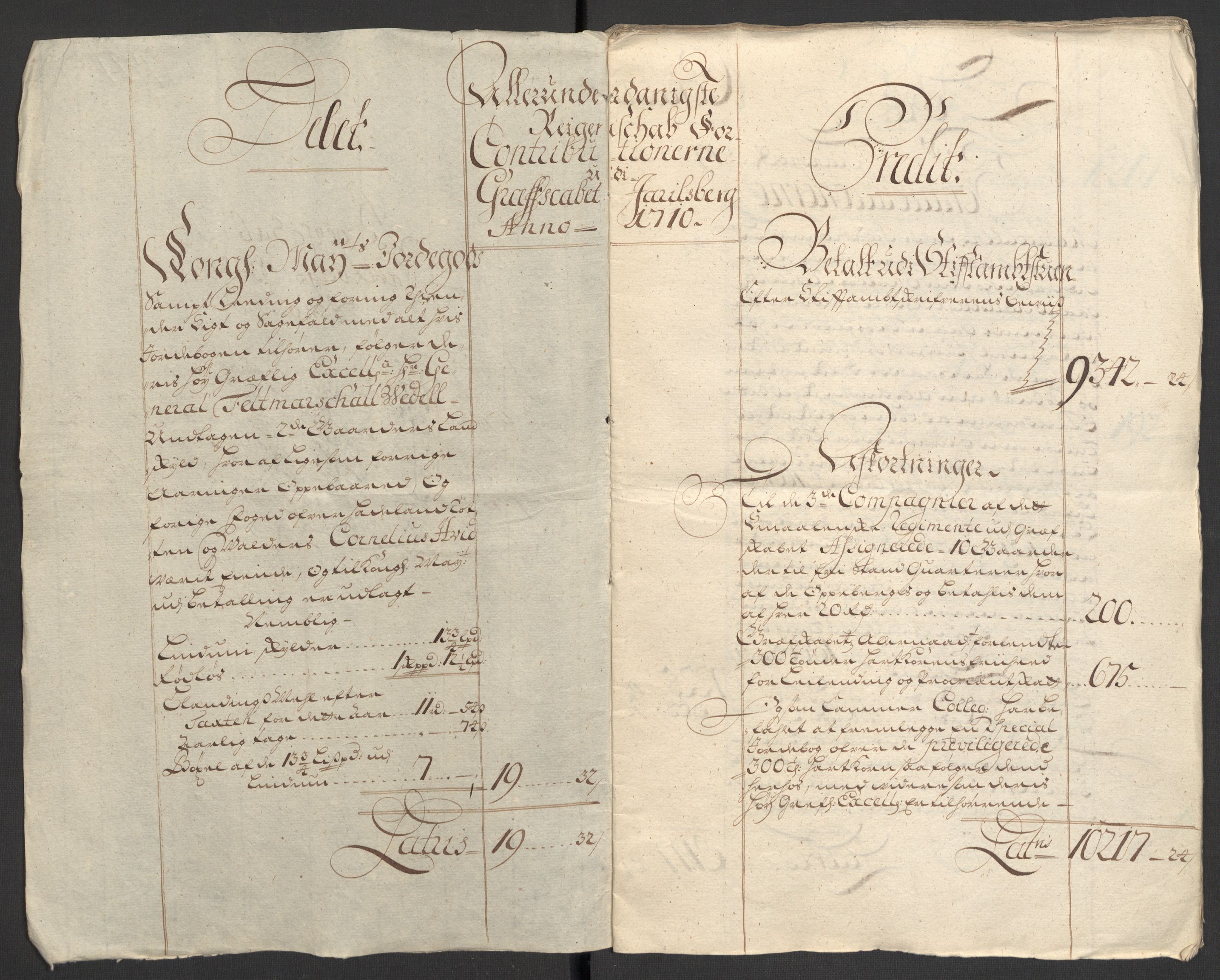 Rentekammeret inntil 1814, Reviderte regnskaper, Fogderegnskap, AV/RA-EA-4092/R32/L1875: Fogderegnskap Jarlsberg grevskap, 1710, p. 4