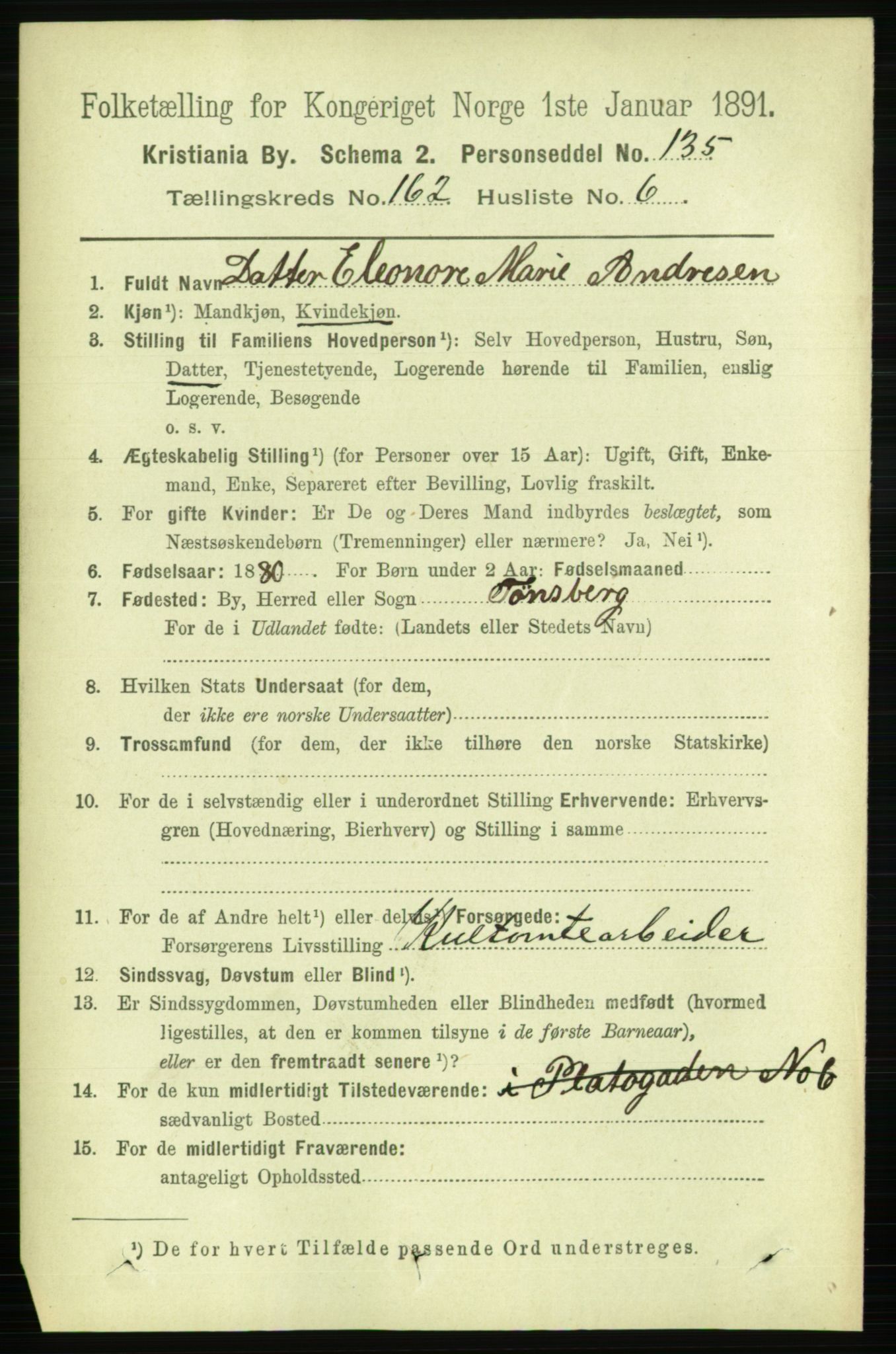 RA, 1891 census for 0301 Kristiania, 1891, p. 93149