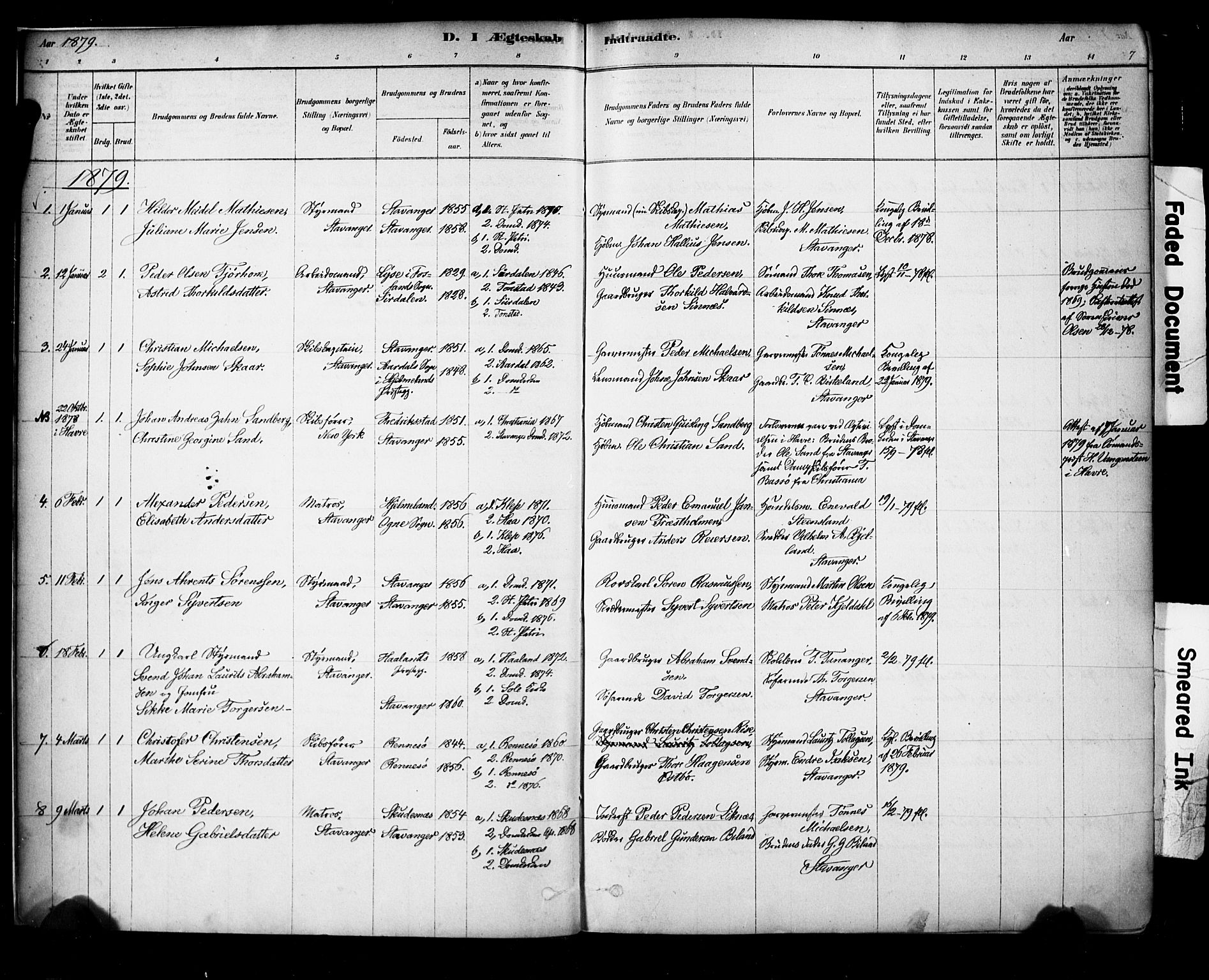Domkirken sokneprestkontor, SAST/A-101812/001/30/30BA/L0029: Parish register (official) no. A 28, 1878-1904, p. 7