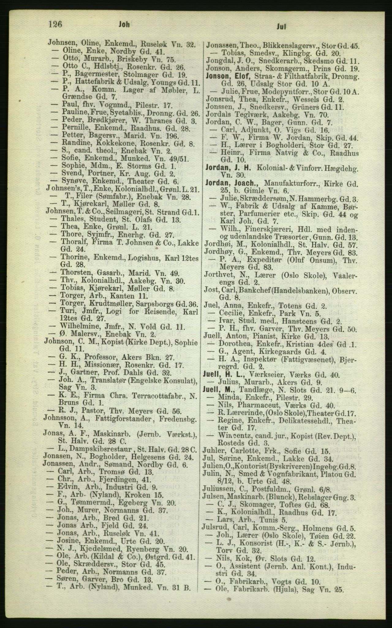 Kristiania/Oslo adressebok, PUBL/-, 1882, p. 126