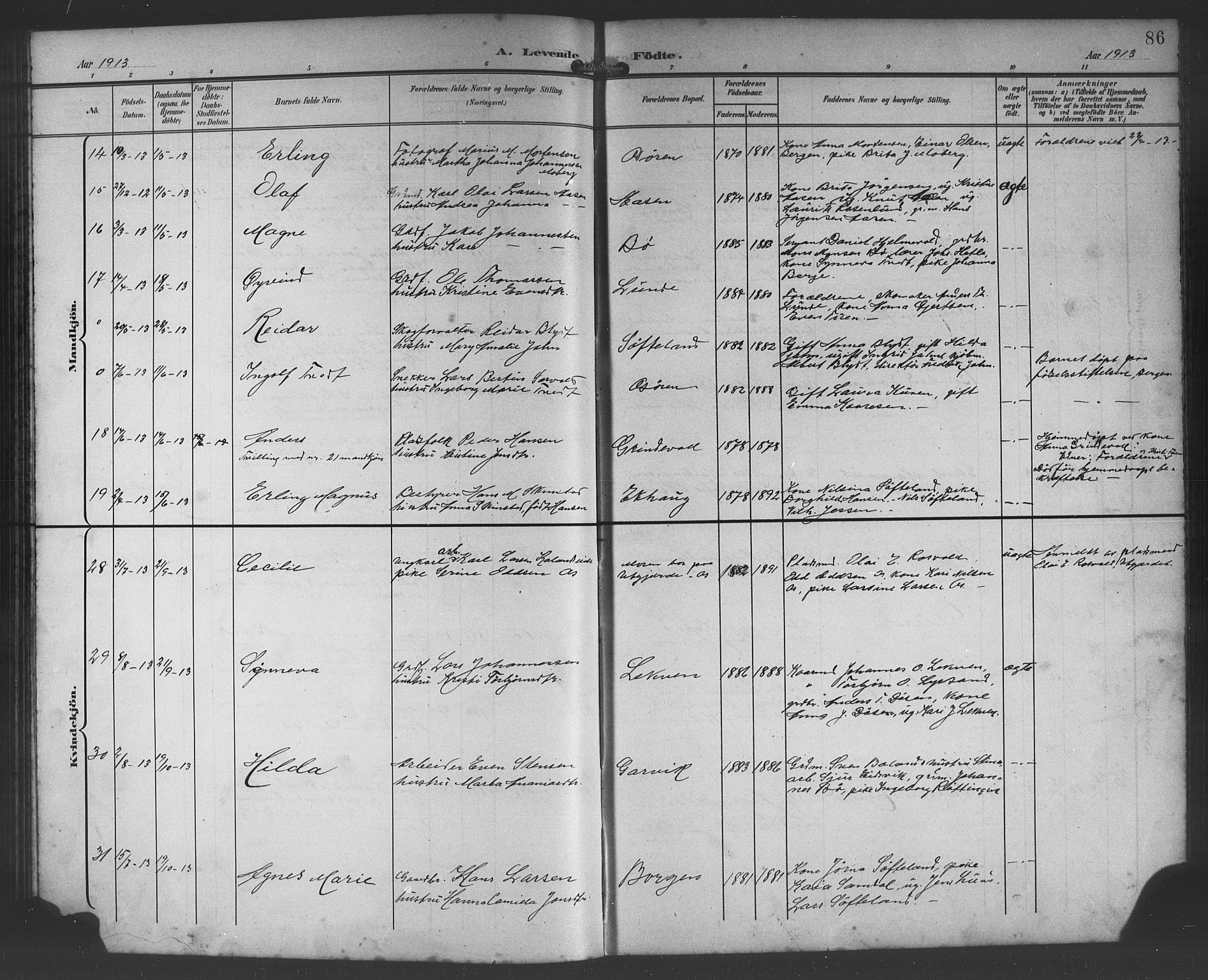 Os sokneprestembete, AV/SAB-A-99929: Parish register (copy) no. A 3, 1897-1913, p. 86