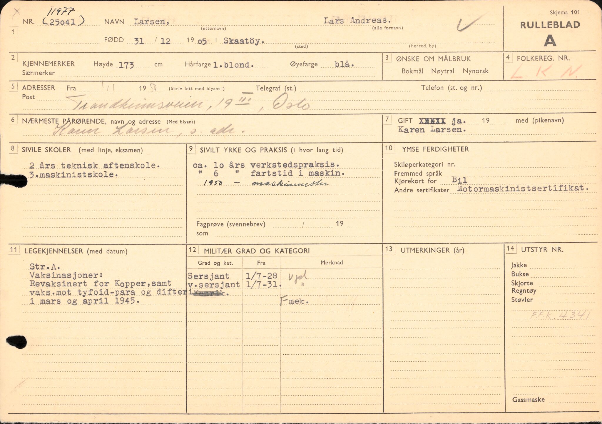 Forsvaret, Forsvarets overkommando/Luftforsvarsstaben, AV/RA-RAFA-4079/P/Pa/L0013: Personellmapper, 1905, p. 397