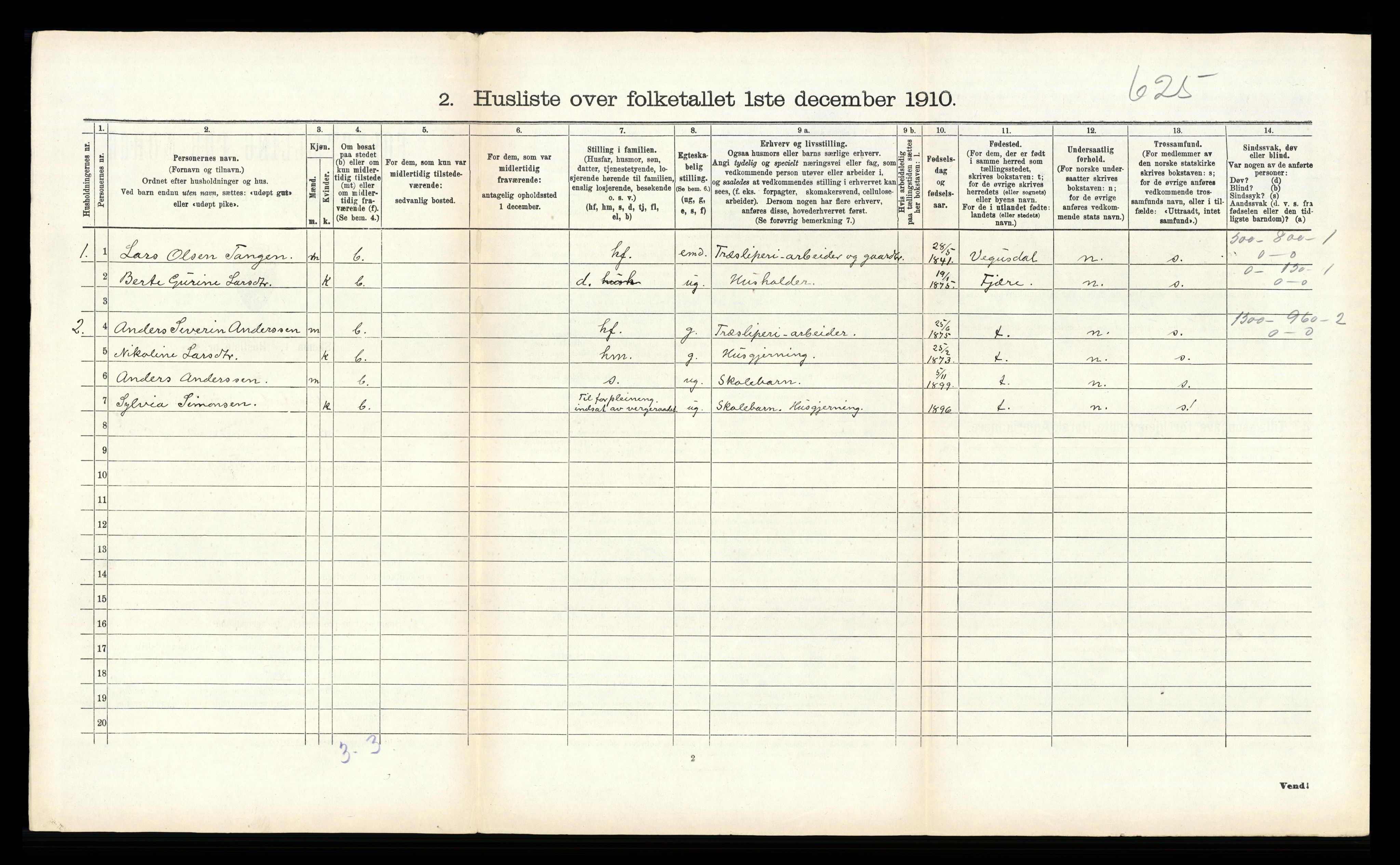 RA, 1910 census for Øyestad, 1910, p. 269