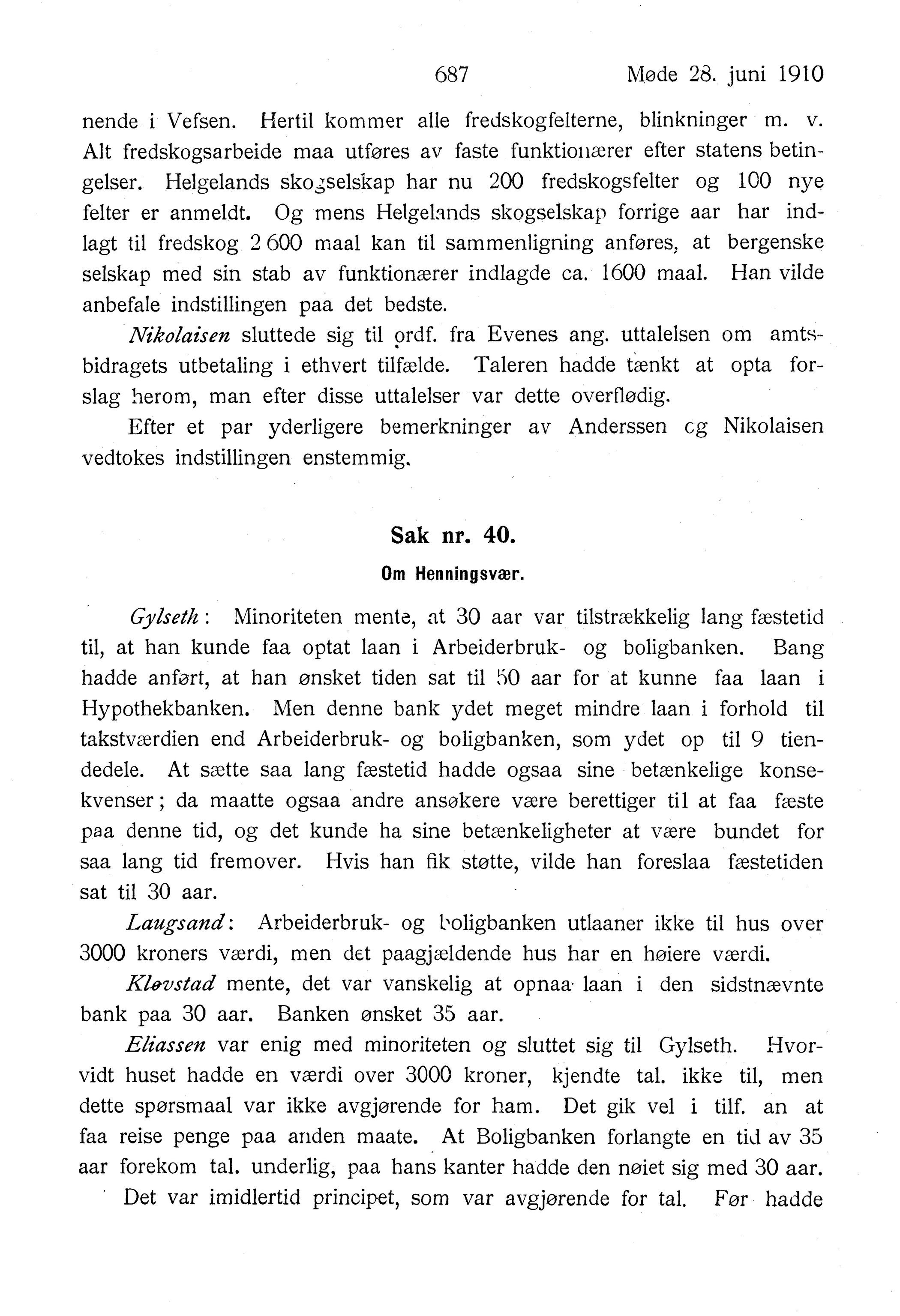 Nordland Fylkeskommune. Fylkestinget, AIN/NFK-17/176/A/Ac/L0033: Fylkestingsforhandlinger 1910, 1910