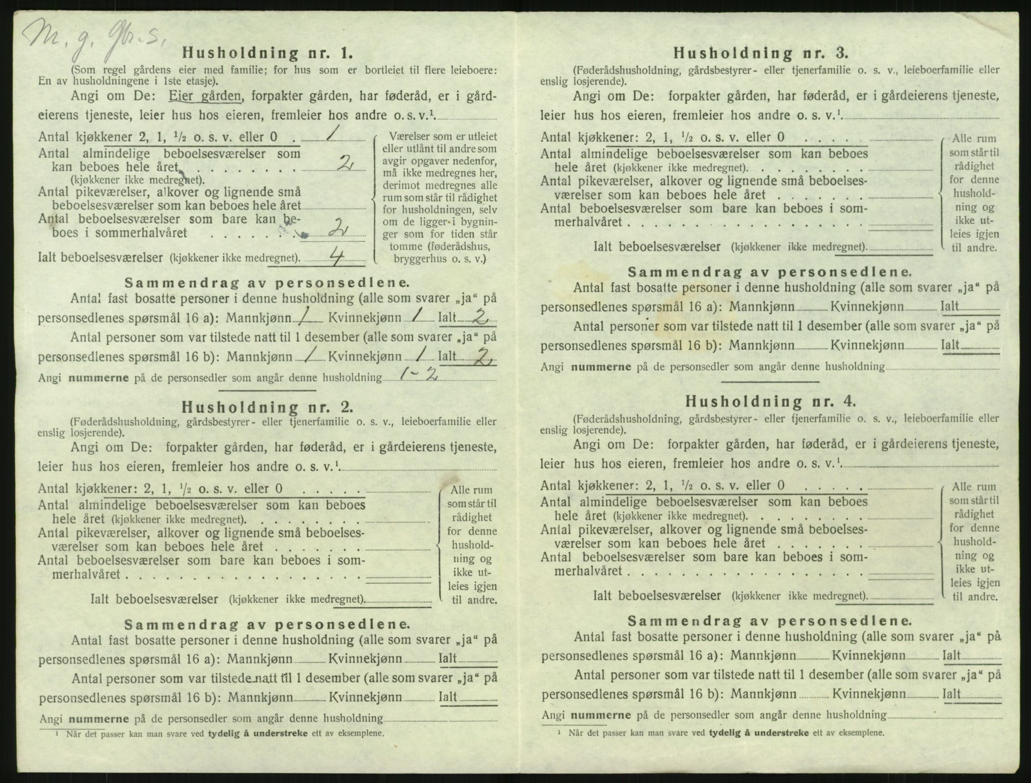 SAK, 1920 census for Herad, 1920, p. 425