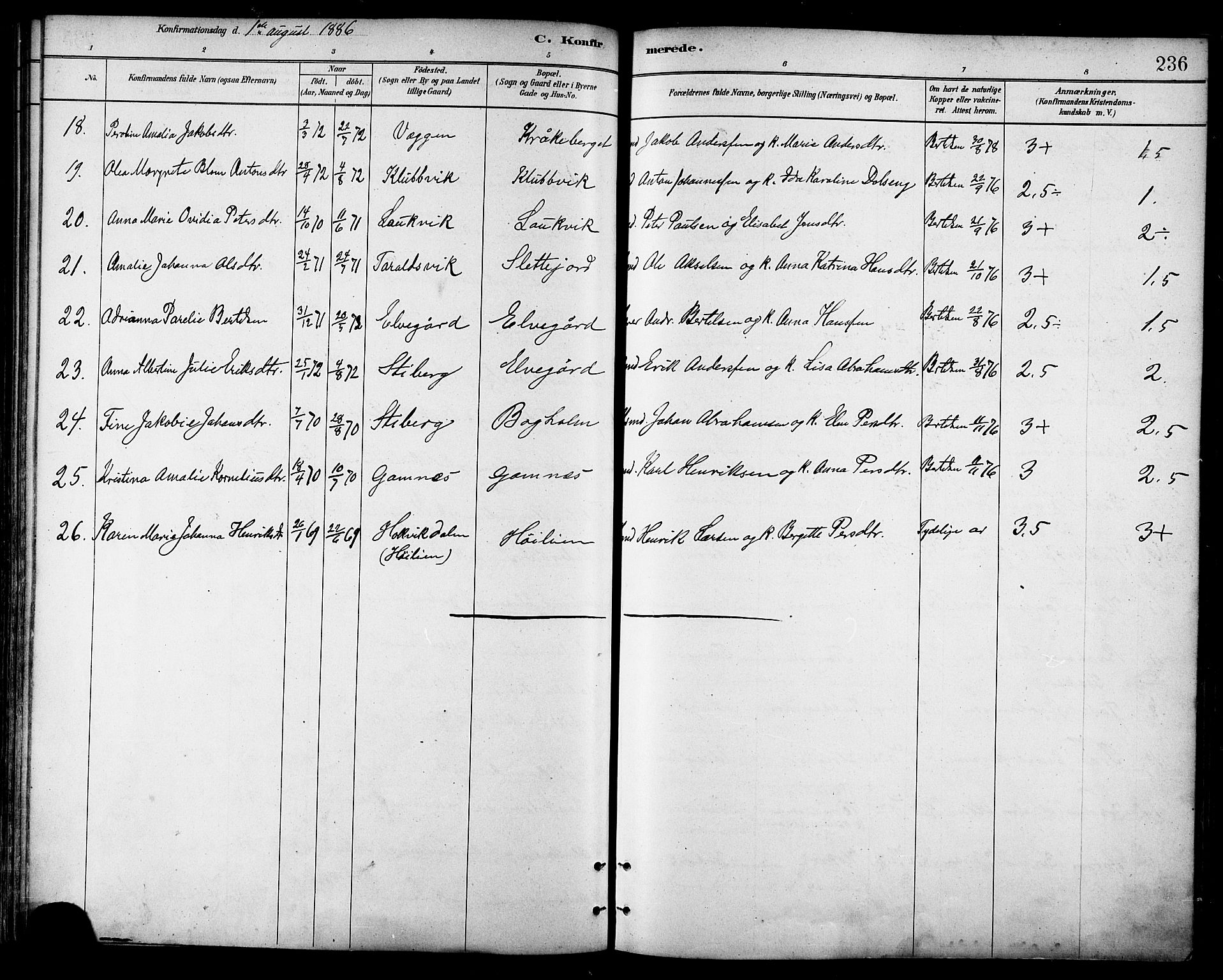 Ministerialprotokoller, klokkerbøker og fødselsregistre - Nordland, AV/SAT-A-1459/866/L0938: Parish register (official) no. 866A01, 1879-1893, p. 236