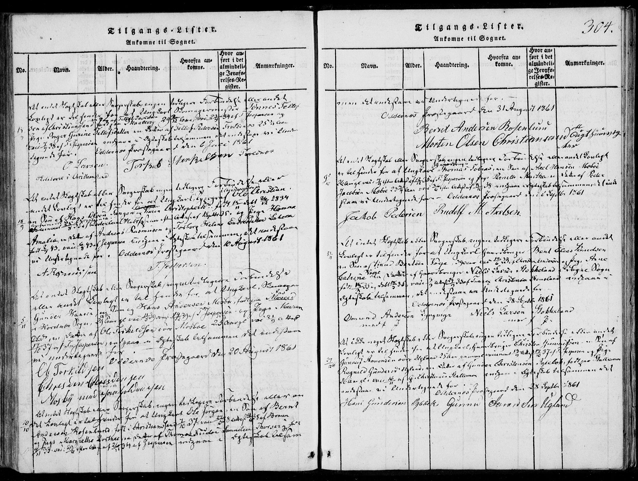 Oddernes sokneprestkontor, AV/SAK-1111-0033/F/Fa/Faa/L0005: Parish register (official) no. A 5, 1820-1838, p. 304