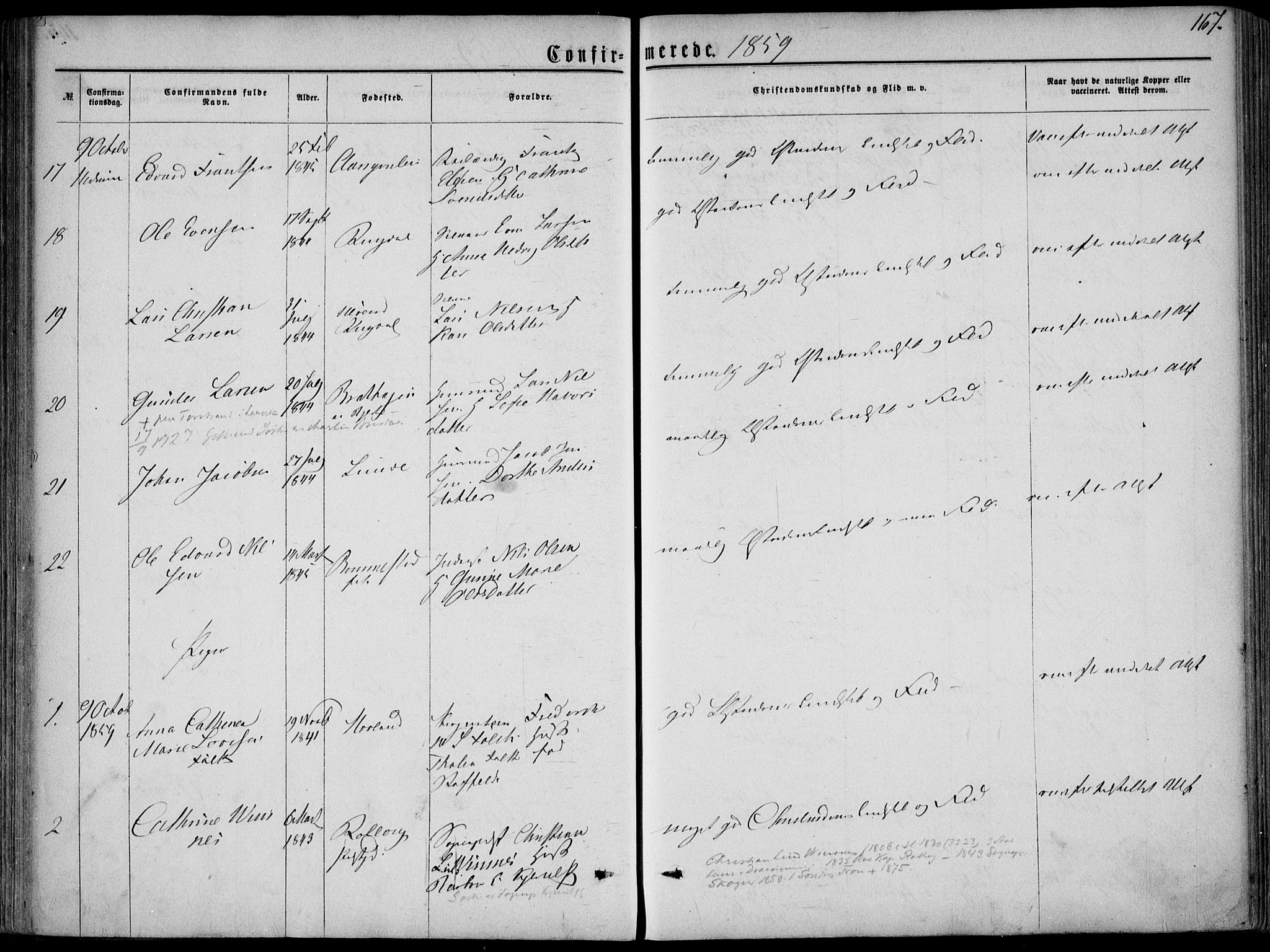 Hedrum kirkebøker, AV/SAKO-A-344/F/Fa/L0007: Parish register (official) no. I 7, 1857-1868, p. 167