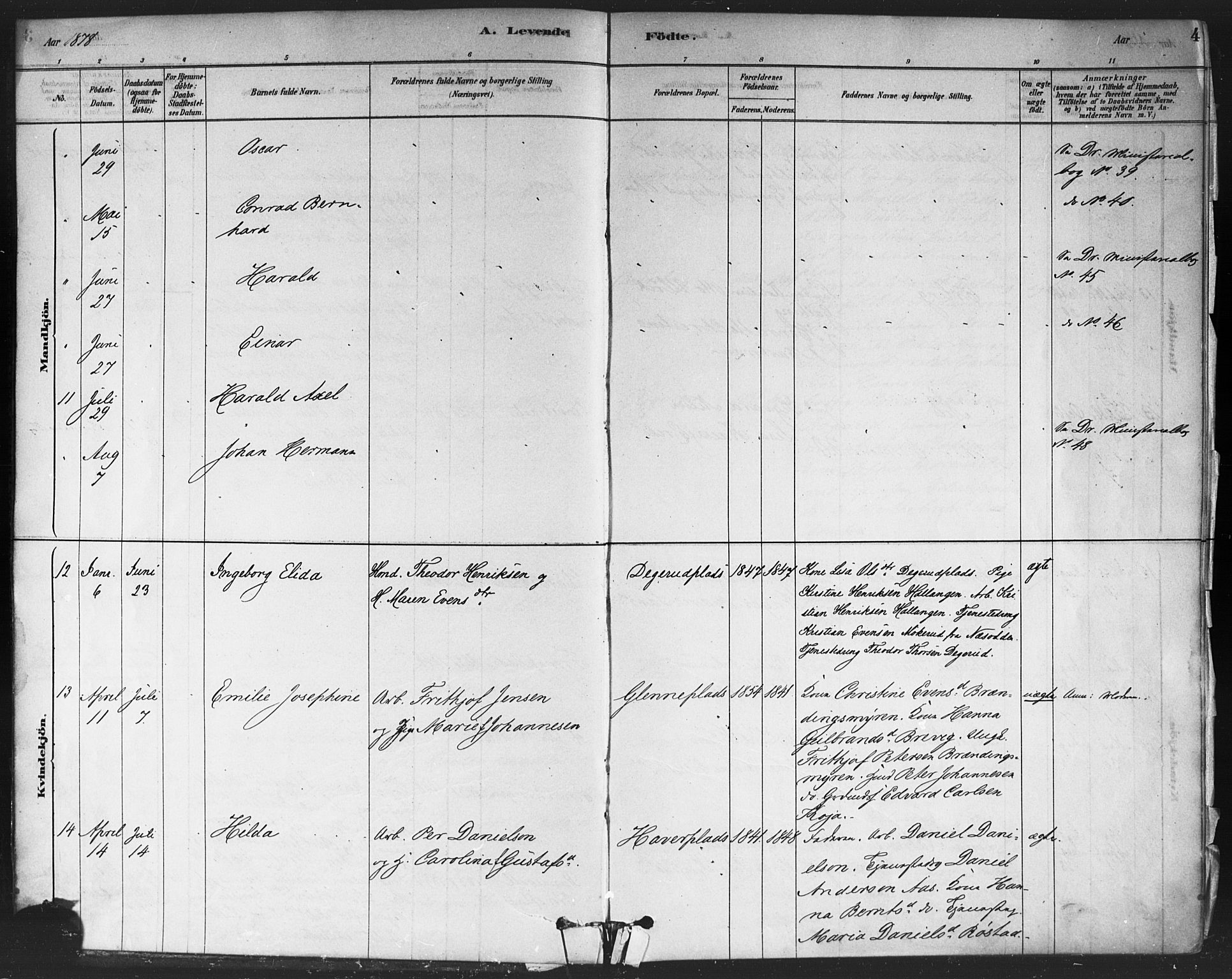 Drøbak prestekontor Kirkebøker, AV/SAO-A-10142a/F/Fc/L0002: Parish register (official) no. III 2, 1878-1891, p. 4