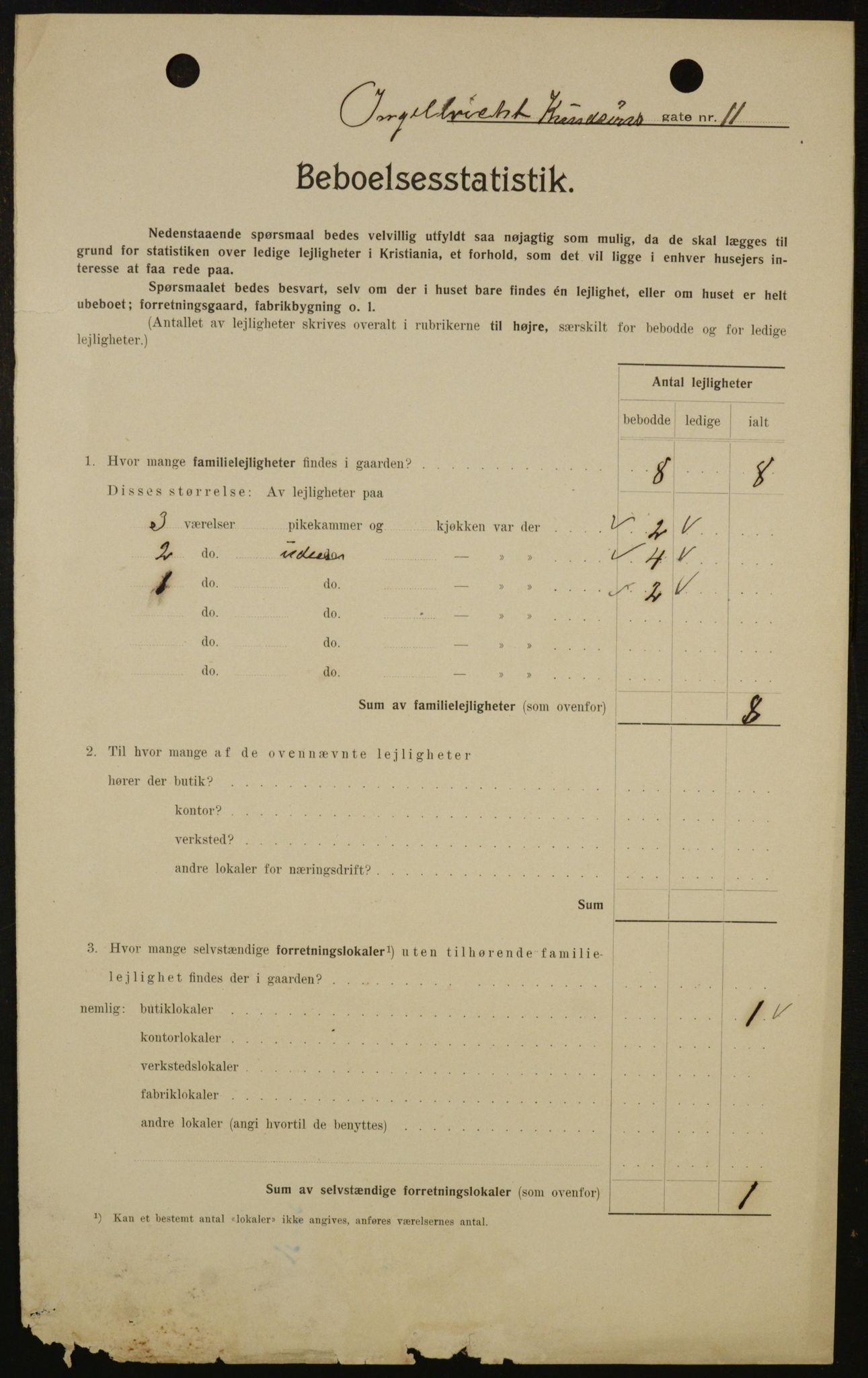 OBA, Municipal Census 1909 for Kristiania, 1909, p. 40128