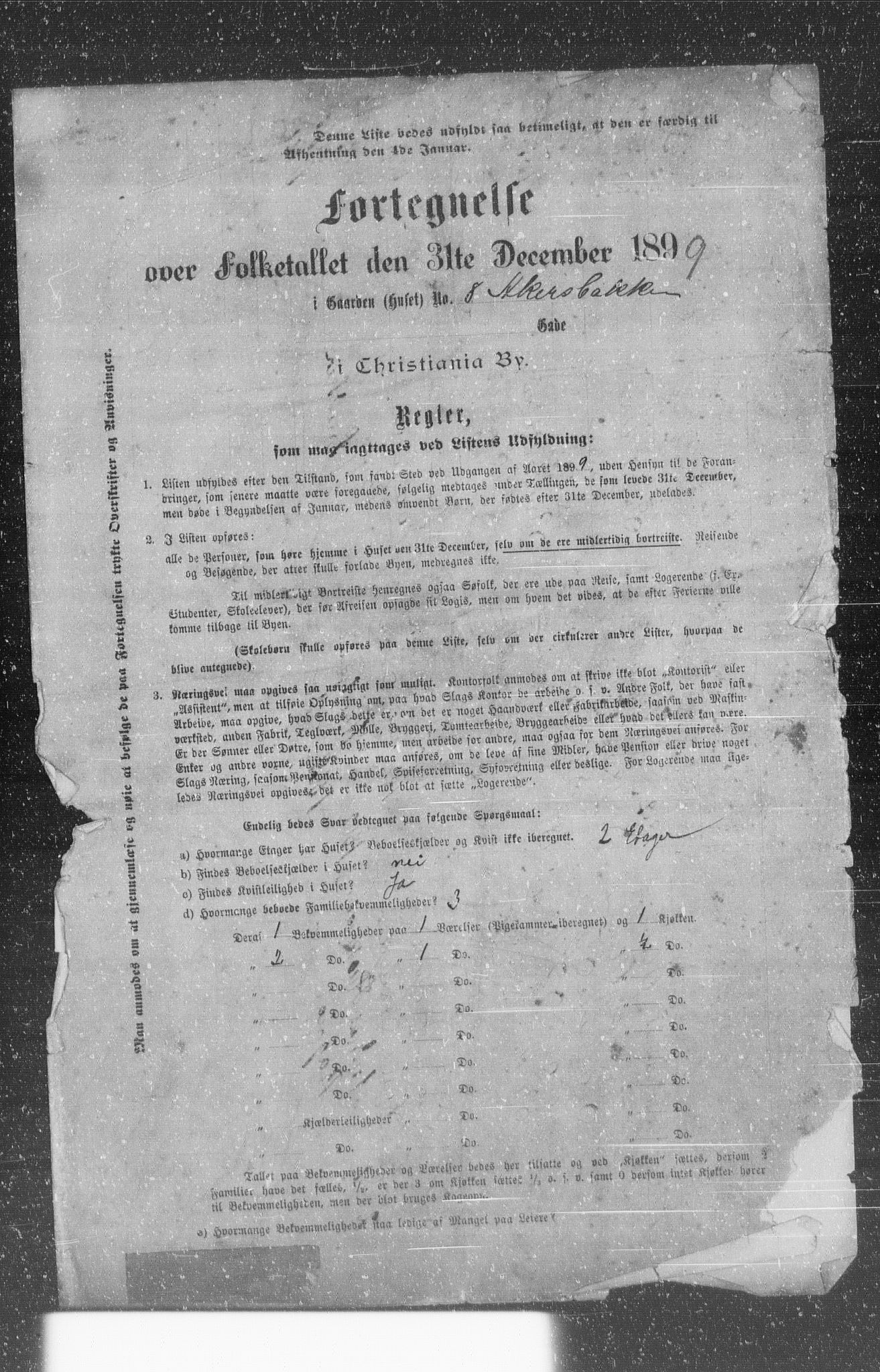 OBA, Municipal Census 1899 for Kristiania, 1899, p. 20