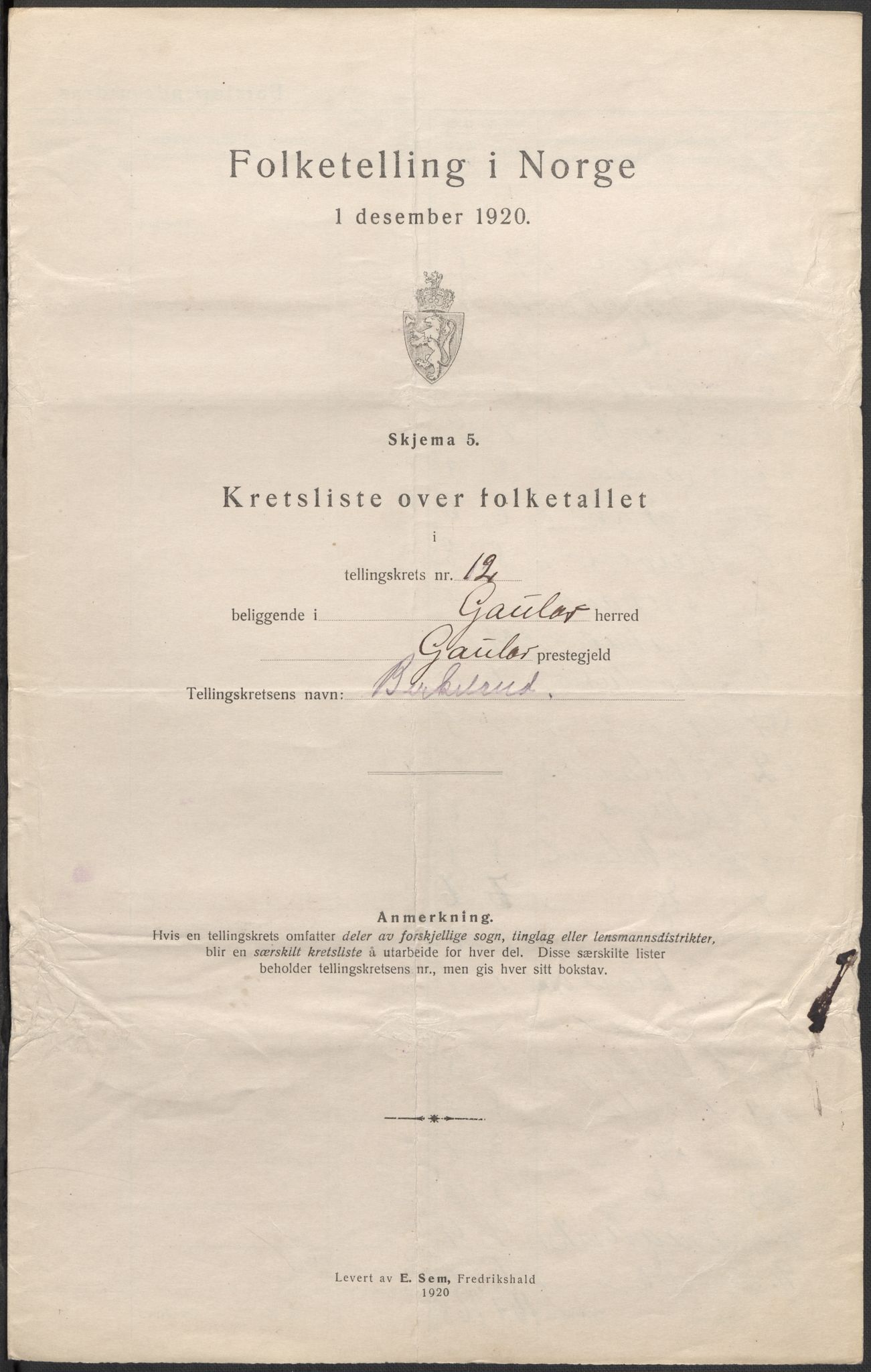 SAB, 1920 census for Gaular, 1920, p. 40