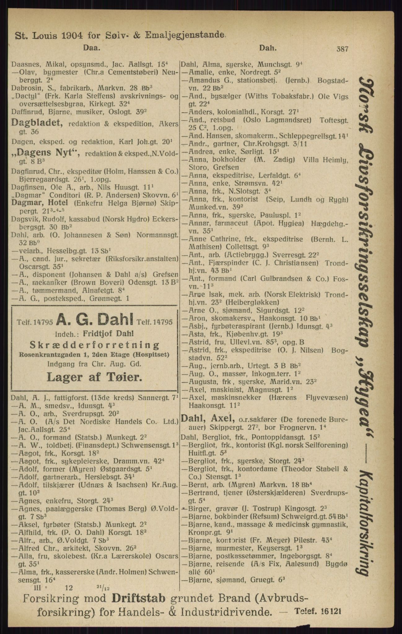 Kristiania/Oslo adressebok, PUBL/-, 1916, p. 387