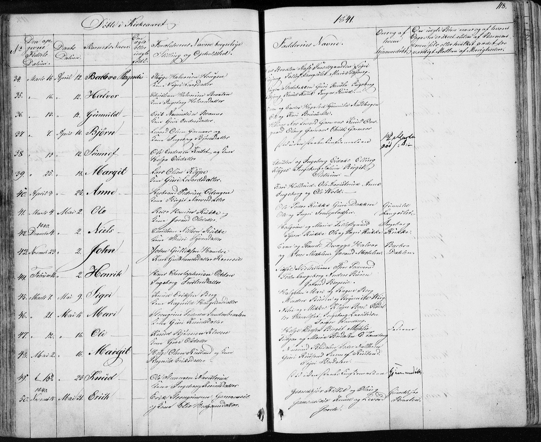 Nes kirkebøker, AV/SAKO-A-236/F/Fa/L0009: Parish register (official) no. 9, 1834-1863, p. 118