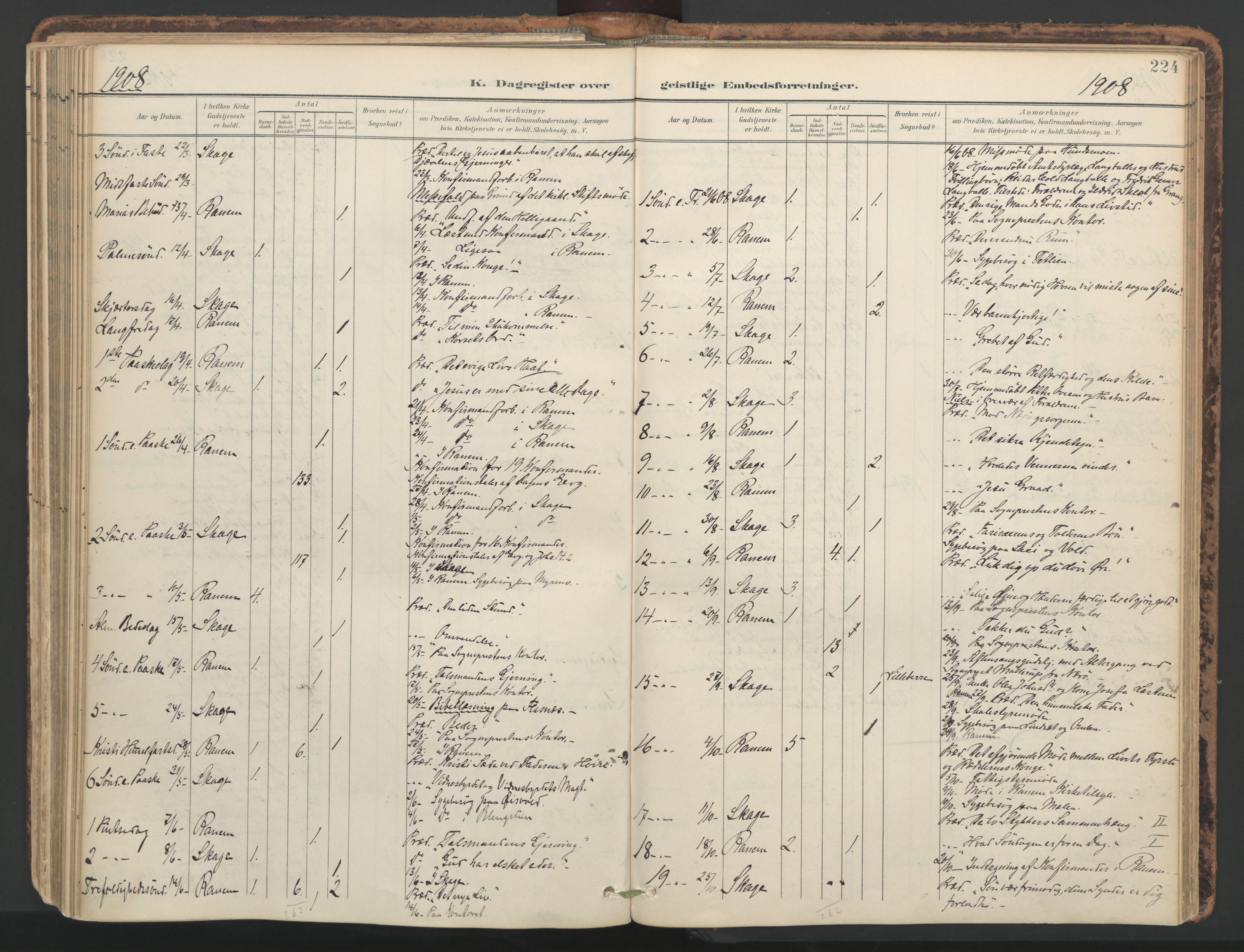 Ministerialprotokoller, klokkerbøker og fødselsregistre - Nord-Trøndelag, SAT/A-1458/764/L0556: Parish register (official) no. 764A11, 1897-1924, p. 224