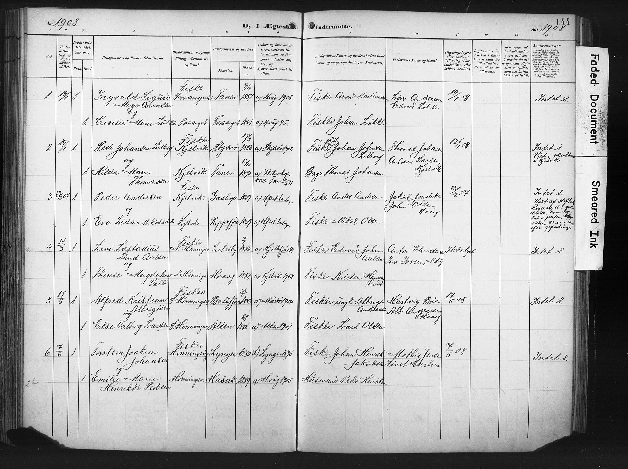 Måsøy sokneprestkontor, SATØ/S-1348/H/Ha/L0008kirke: Parish register (official) no. 8, 1900-1910, p. 144