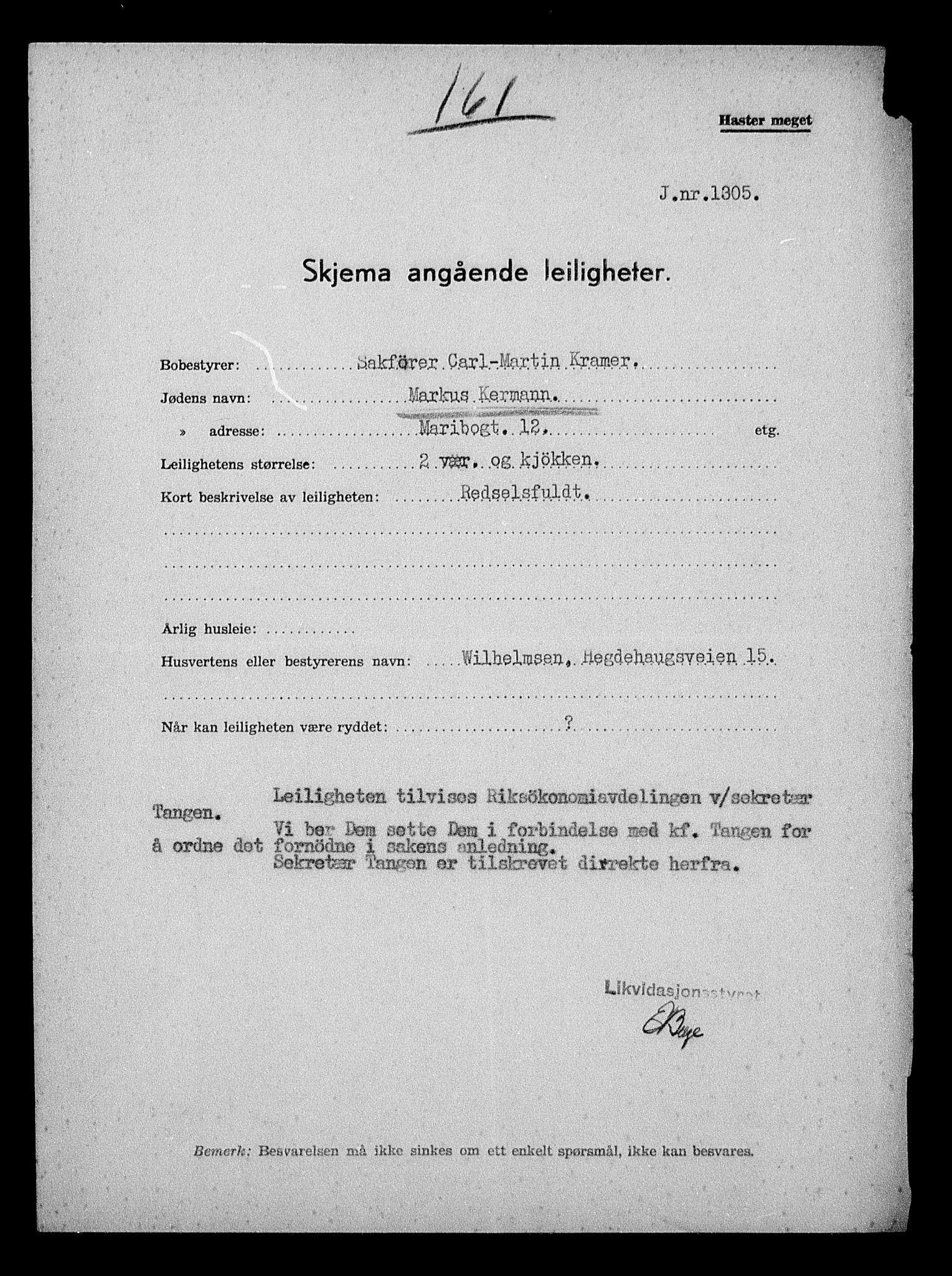 Justisdepartementet, Tilbakeføringskontoret for inndratte formuer, AV/RA-S-1564/H/Hc/Hcc/L0951: --, 1945-1947, p. 66