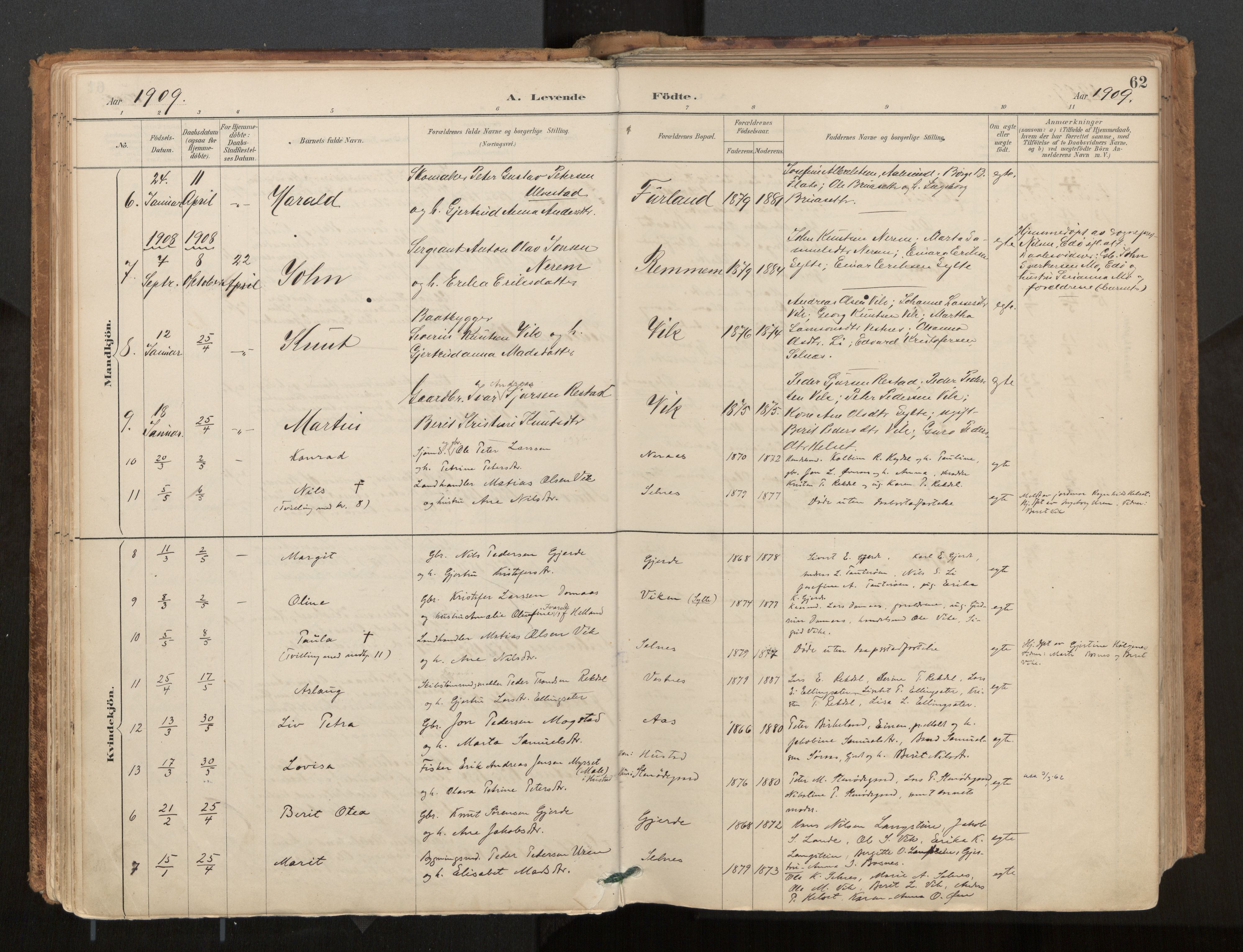 Ministerialprotokoller, klokkerbøker og fødselsregistre - Møre og Romsdal, AV/SAT-A-1454/539/L0531: Parish register (official) no. 539A04, 1887-1913, p. 62