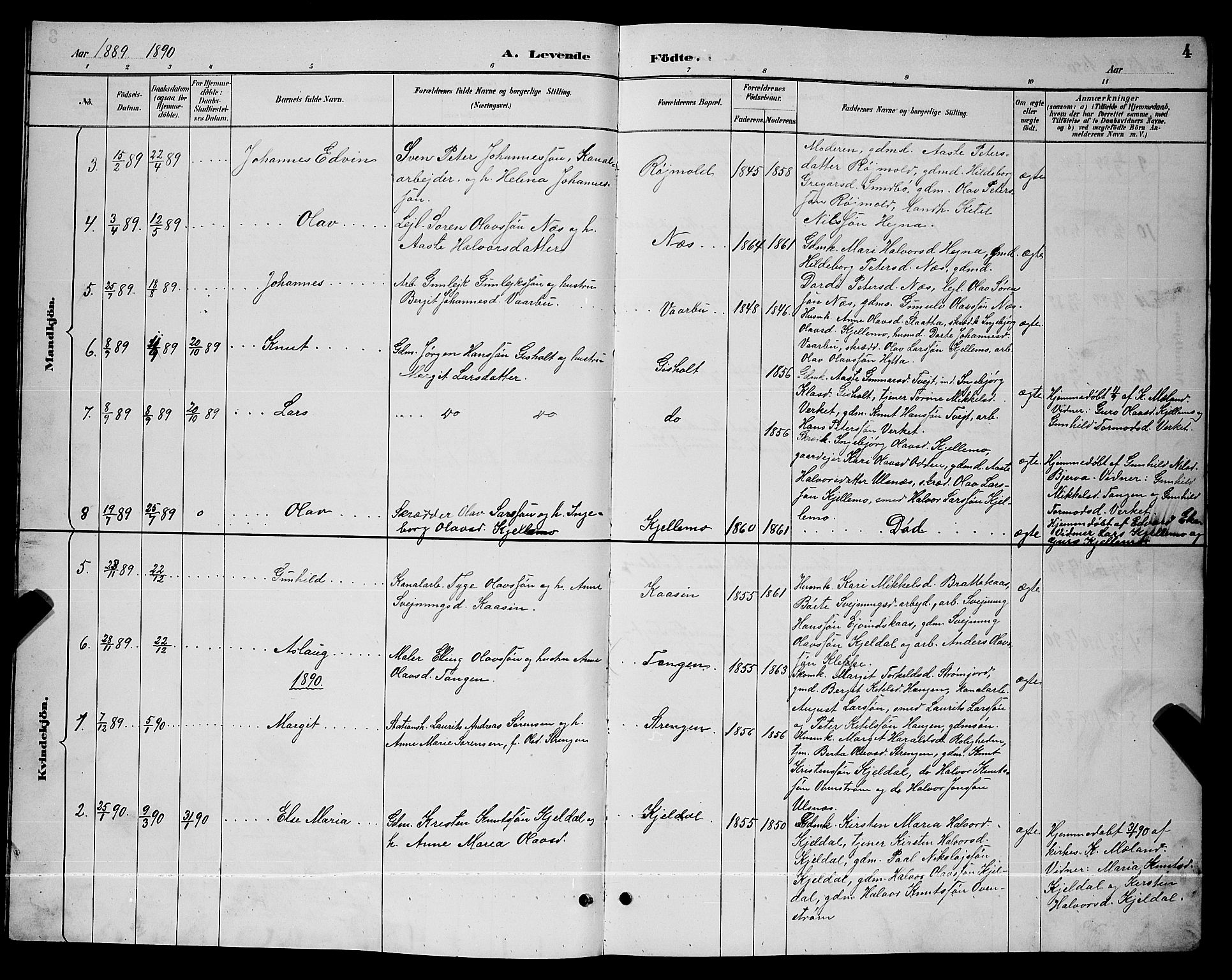 Lunde kirkebøker, SAKO/A-282/G/Gb/L0002: Parish register (copy) no. II 2, 1888-1895, p. 4
