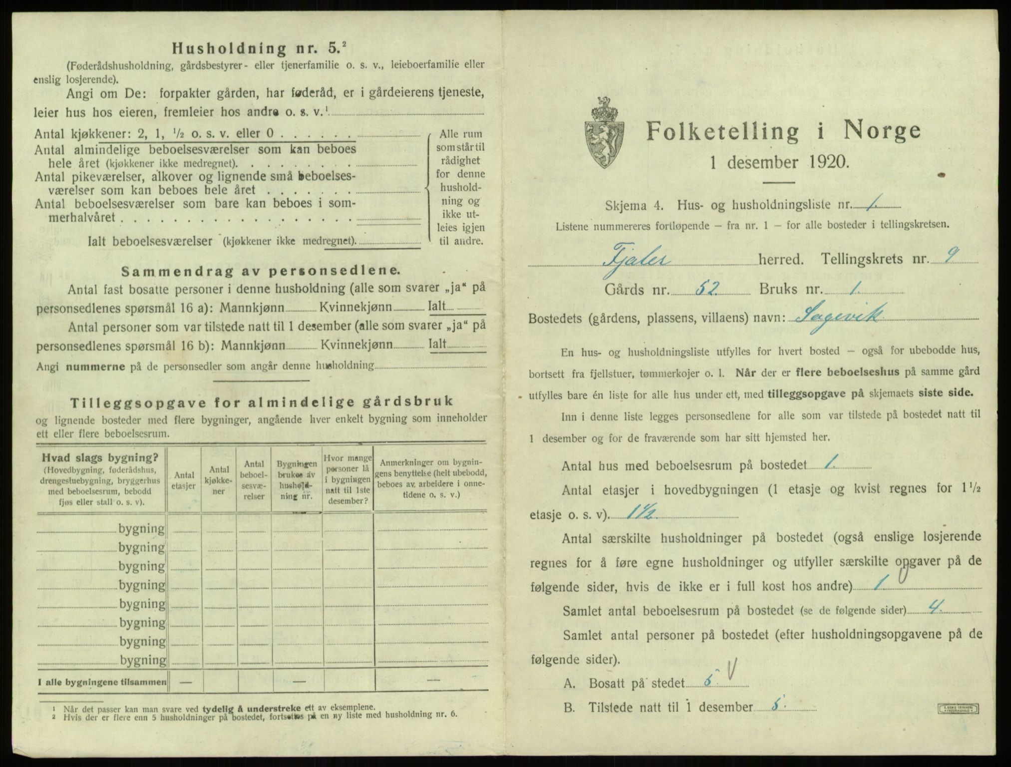 SAB, 1920 census for Fjaler, 1920, p. 658