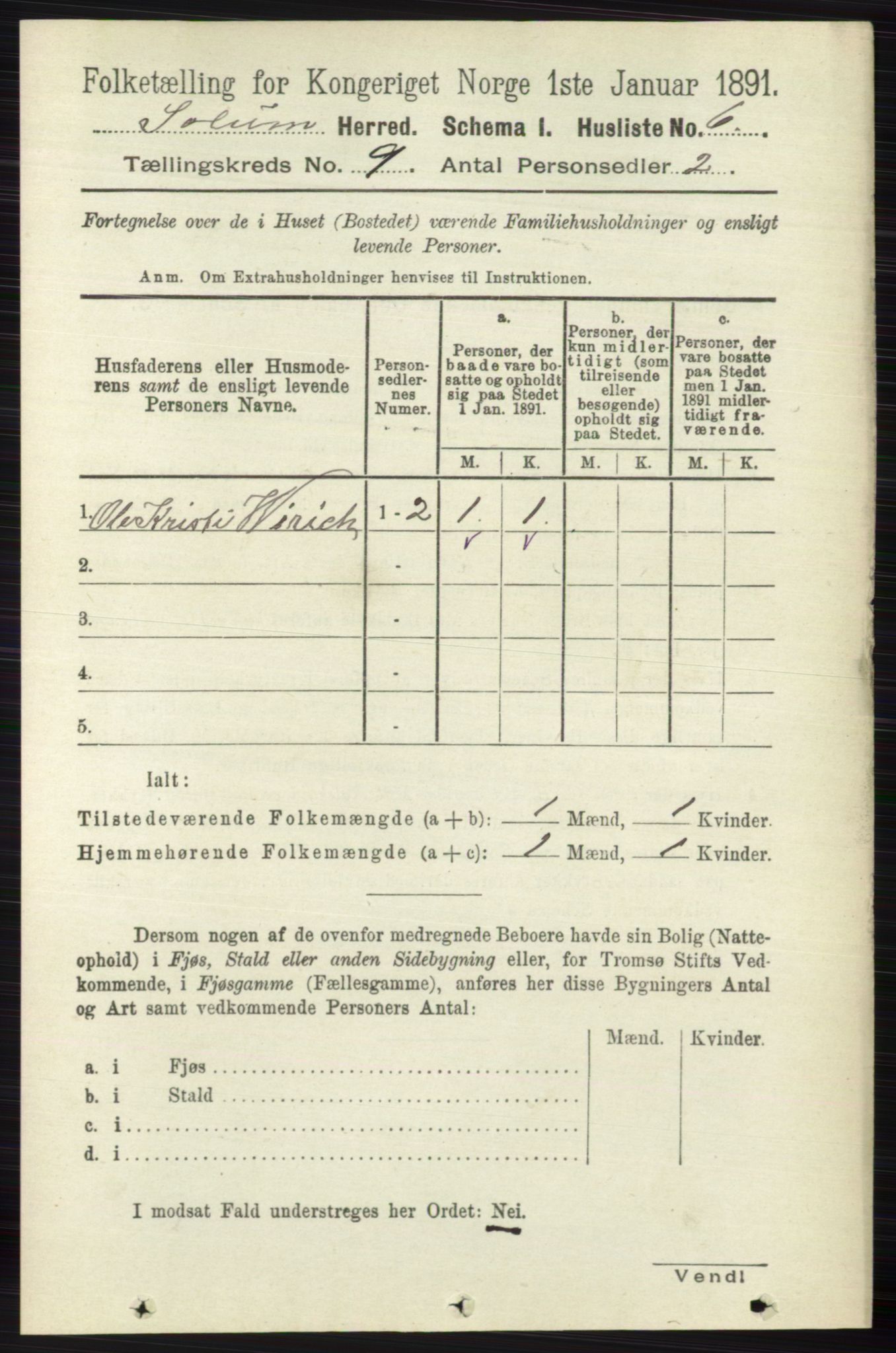 RA, 1891 census for 0818 Solum, 1891, p. 1863