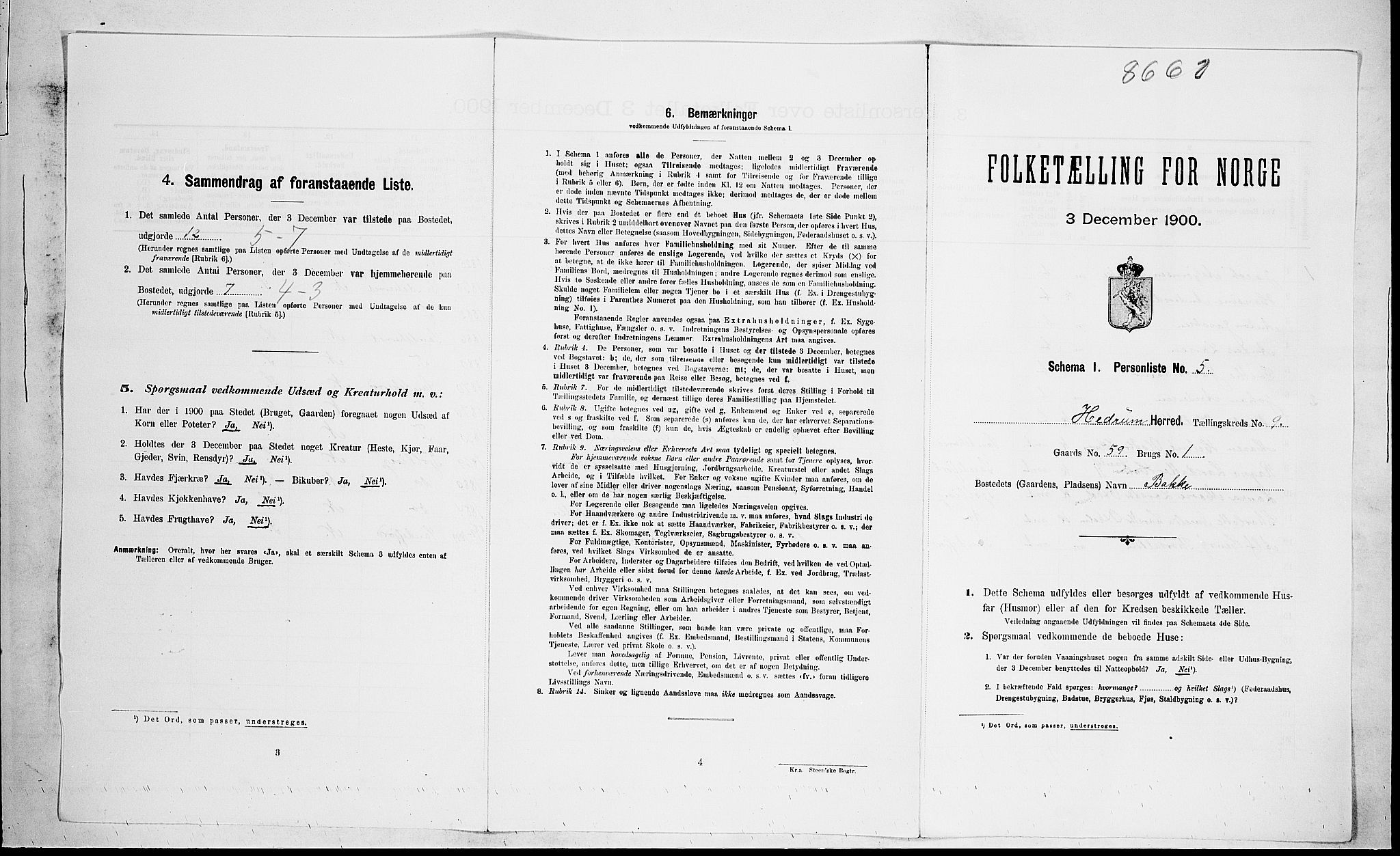 RA, 1900 census for Hedrum, 1900, p. 729