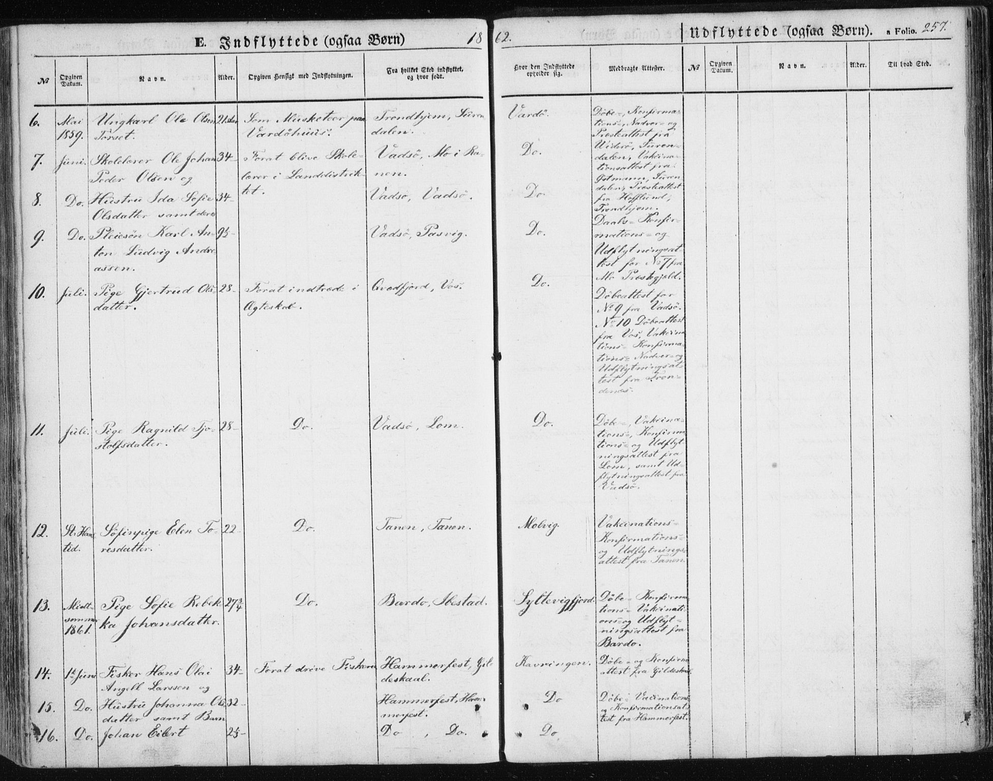 Vardø sokneprestkontor, SATØ/S-1332/H/Ha/L0004kirke: Parish register (official) no. 4, 1862-1871, p. 257