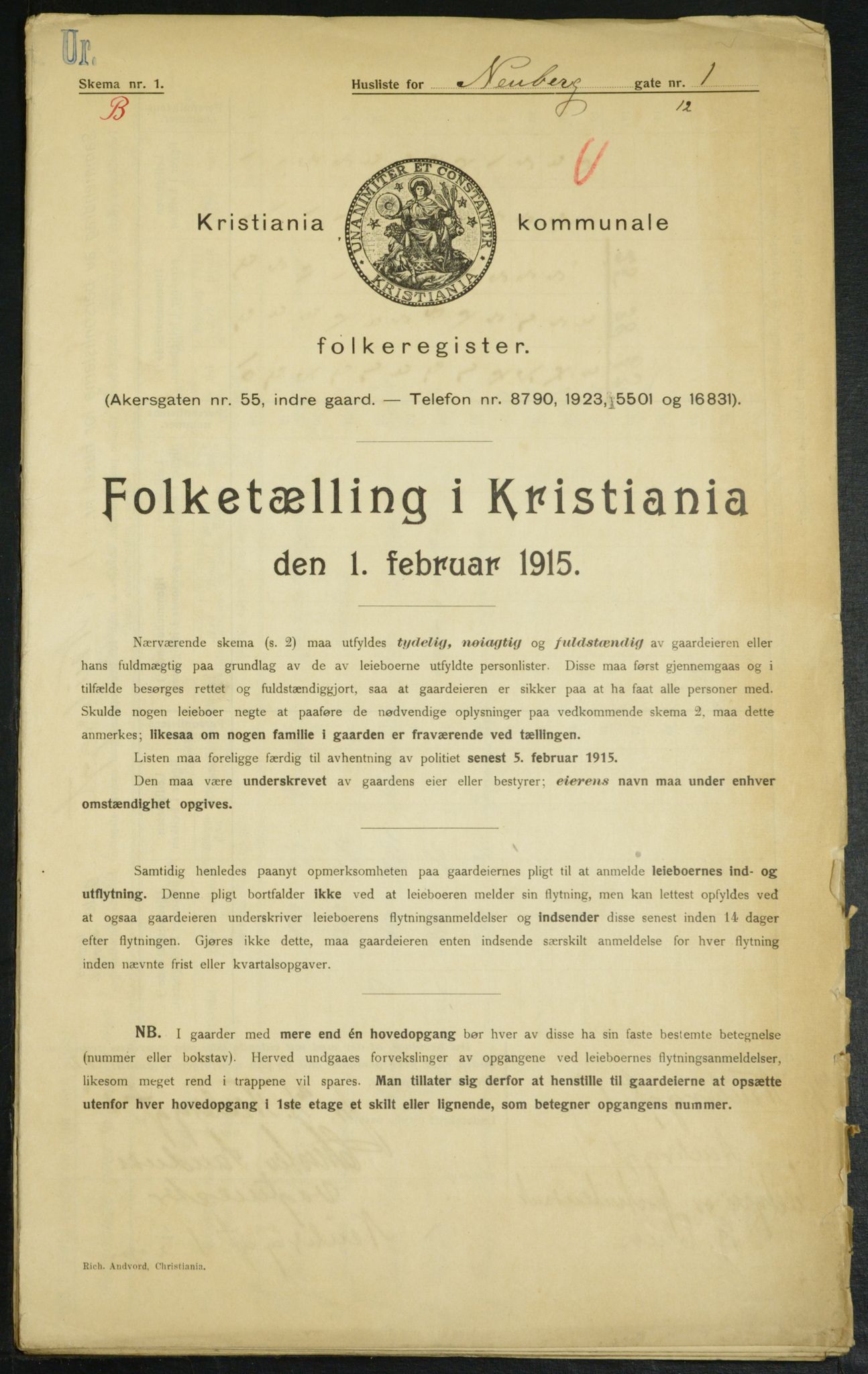 OBA, Municipal Census 1915 for Kristiania, 1915, p. 69053