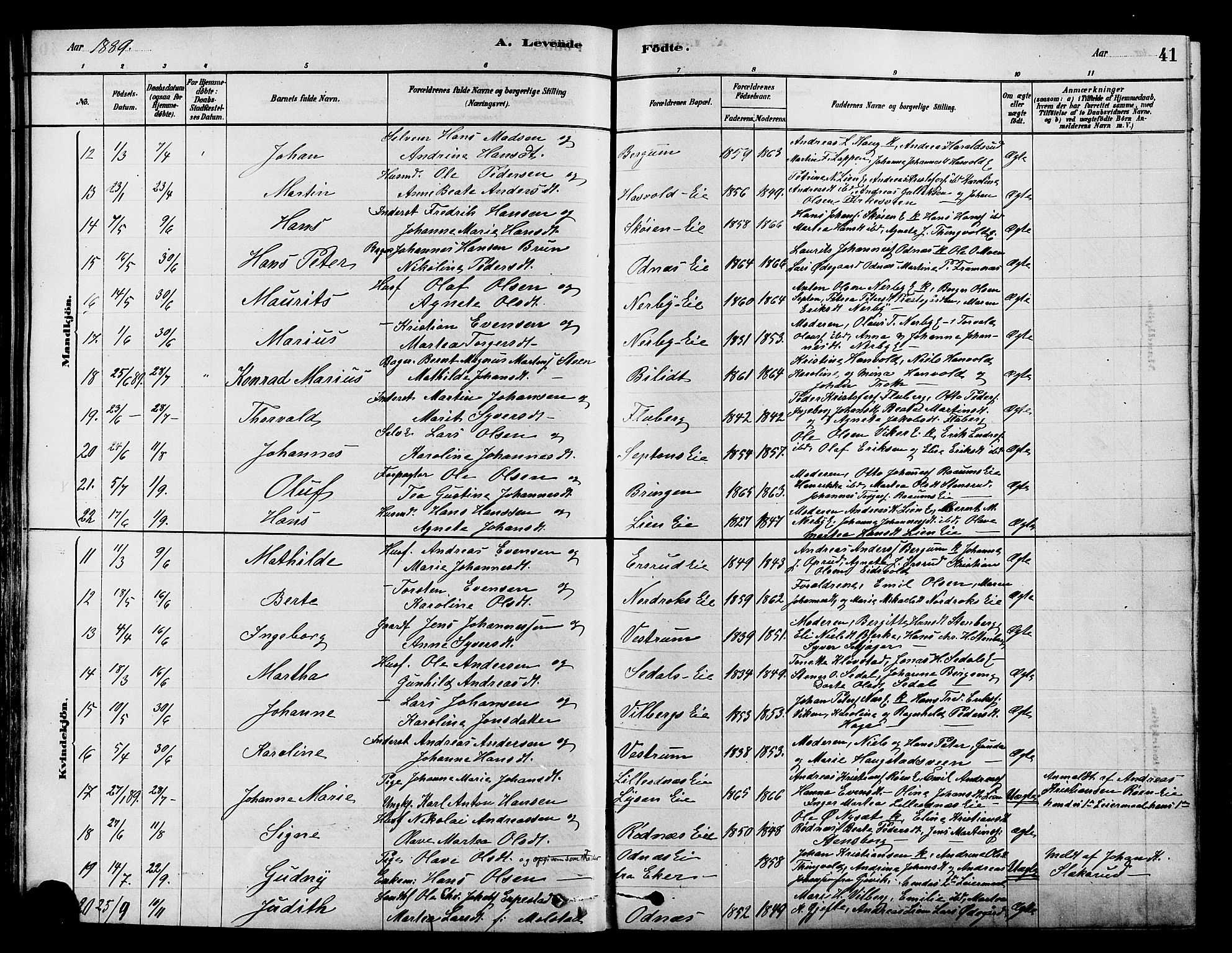 Søndre Land prestekontor, AV/SAH-PREST-122/K/L0002: Parish register (official) no. 2, 1878-1894, p. 41