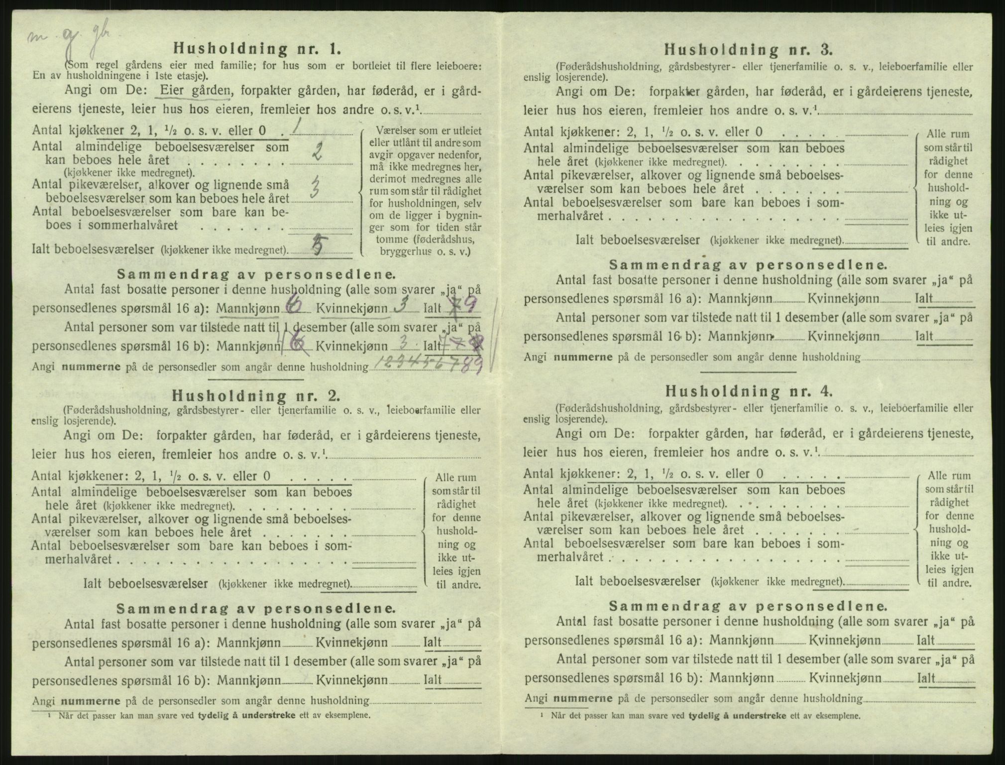 SAK, 1920 census for Fjotland, 1920, p. 43