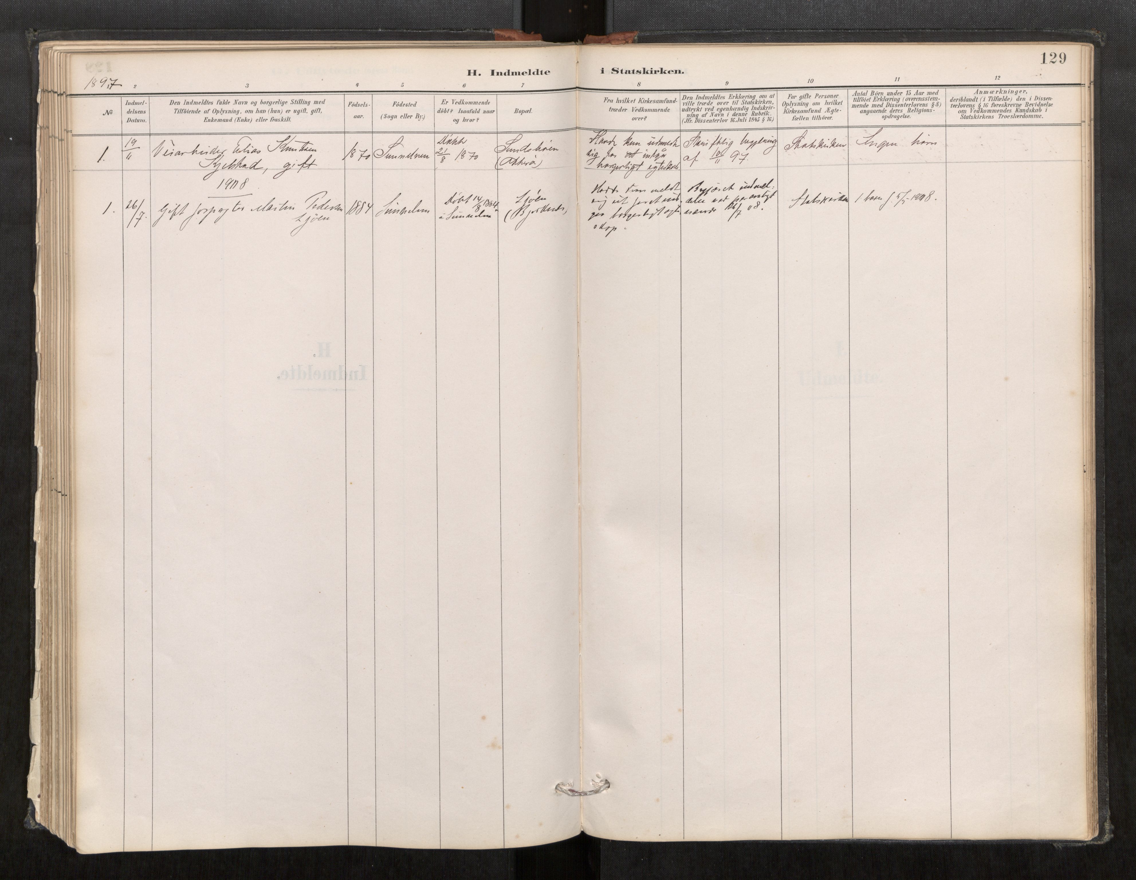Sunnylven sokneprestkontor, SAT/A-1007: Parish register (official) no. 517A09, 1887-1910, p. 129