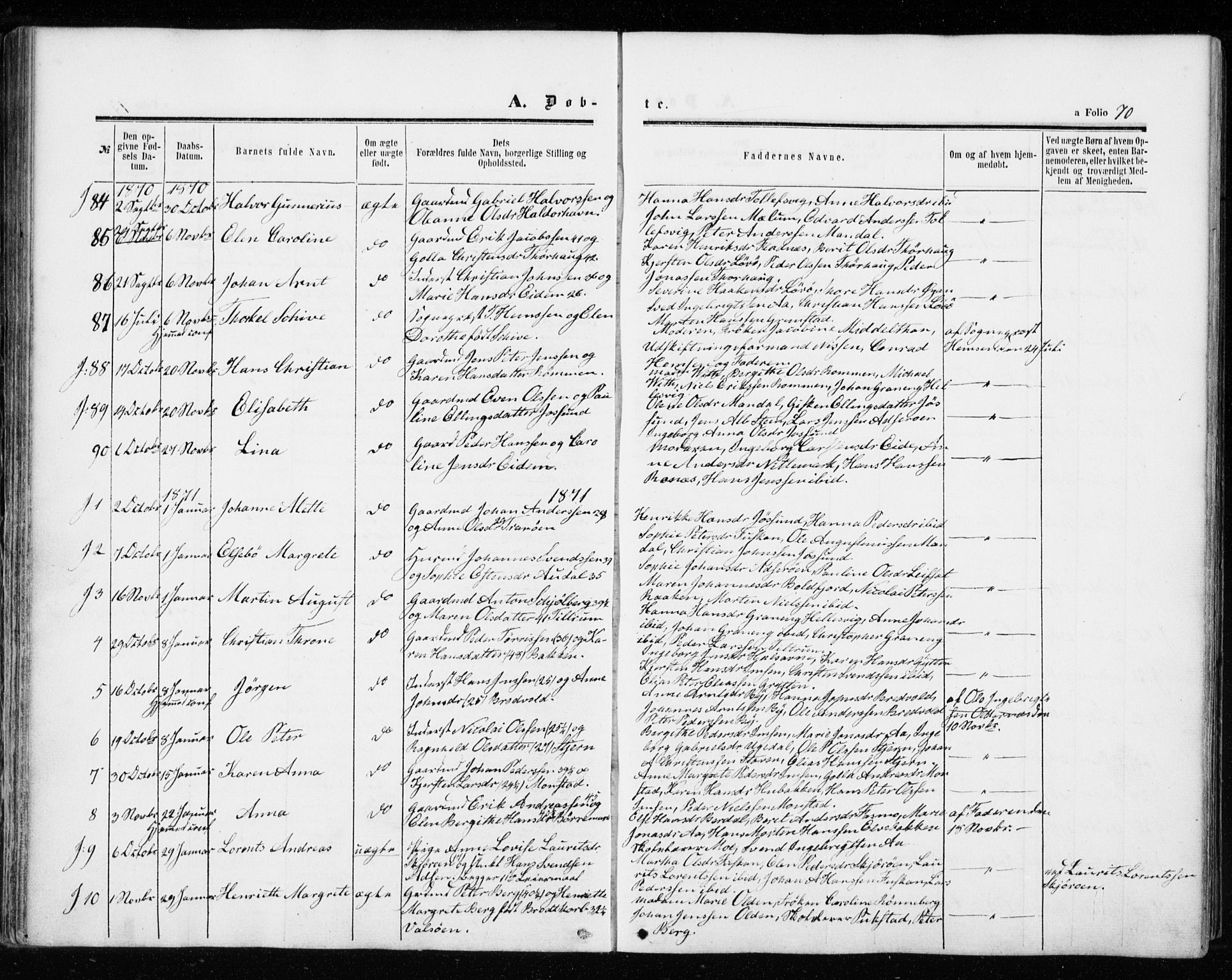 Ministerialprotokoller, klokkerbøker og fødselsregistre - Sør-Trøndelag, SAT/A-1456/655/L0678: Parish register (official) no. 655A07, 1861-1873, p. 70